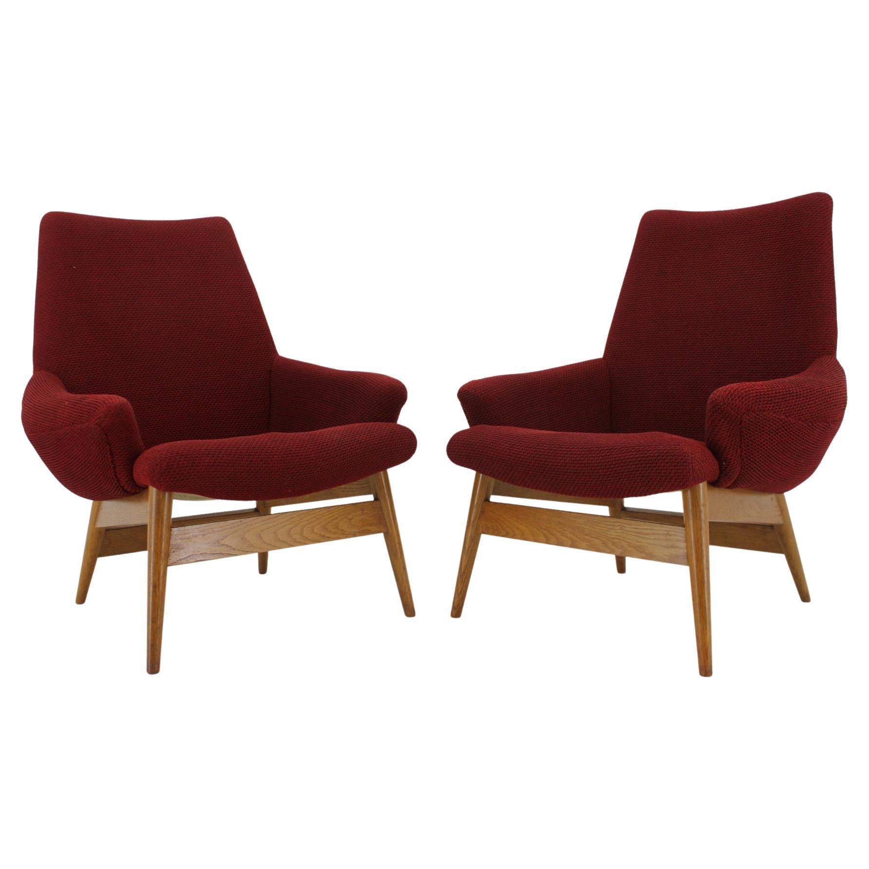 1960s, Pair of Miroslav Navratil Lounge Chairs, Czechoslovakia For Sale