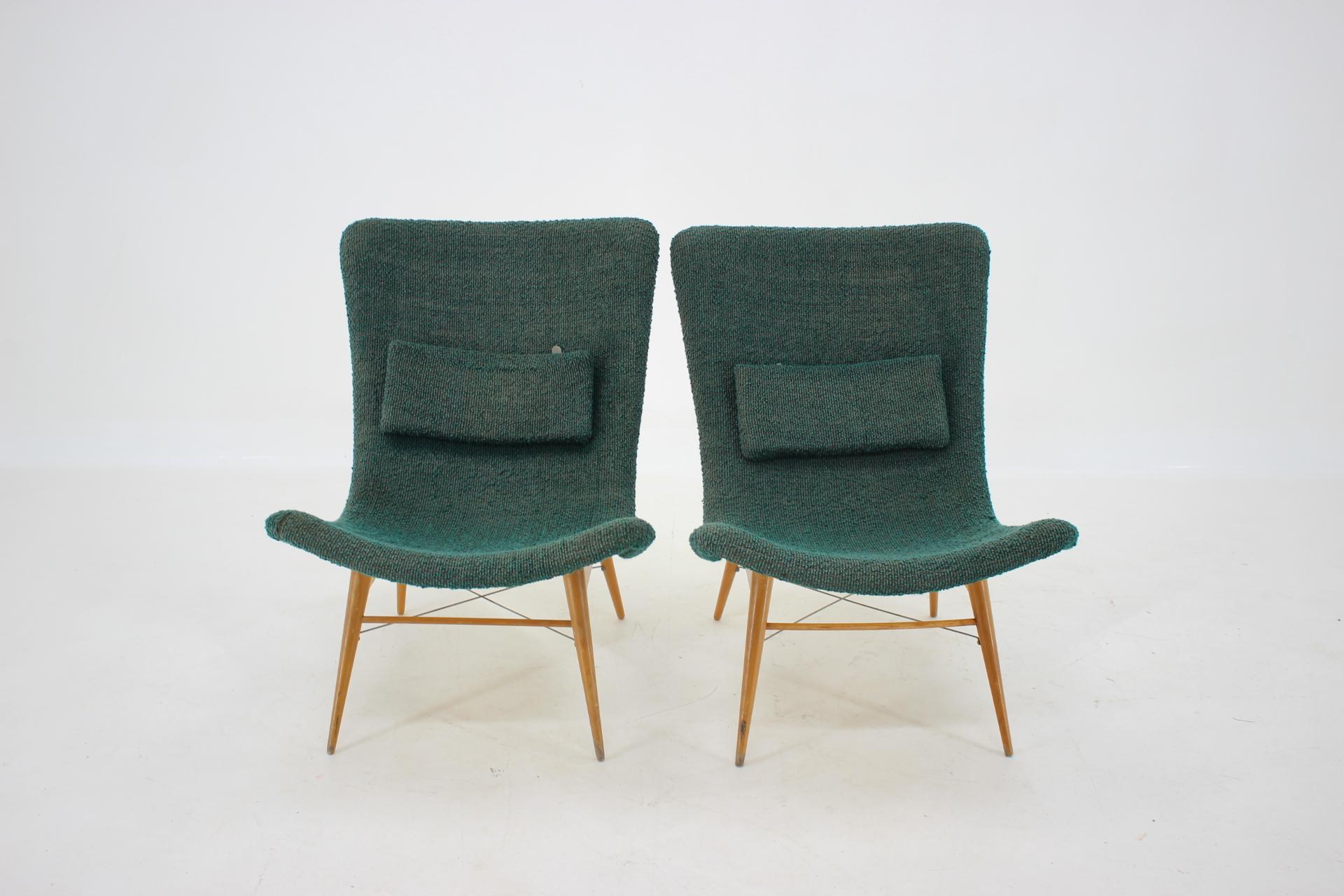 Mid-Century Modern 1960s Pair of Miroslav Navratil Shell Lounge Chairs, Czechoslovakia