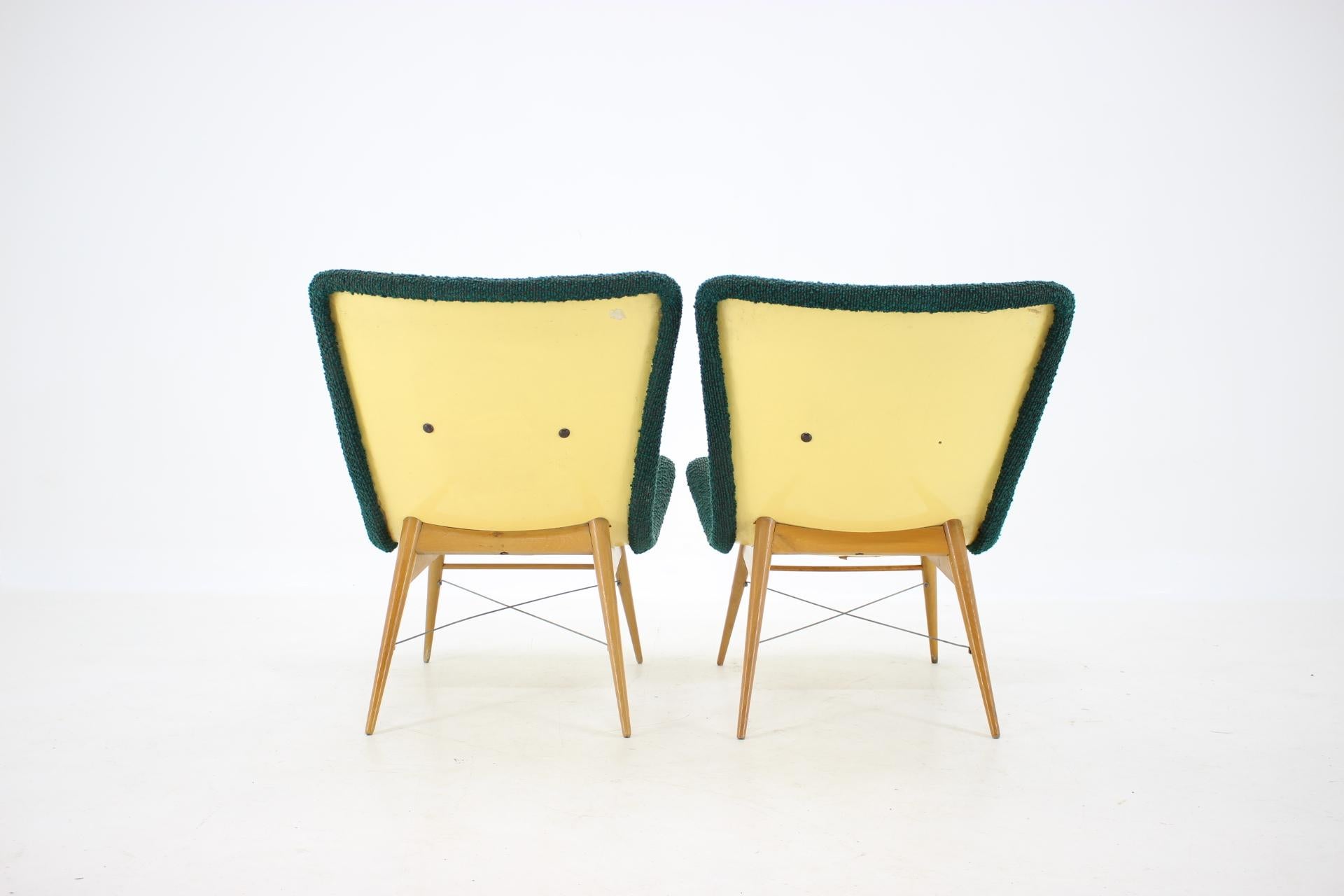 1960s Pair of Miroslav Navratil Shell Lounge Chairs, Czechoslovakia 1