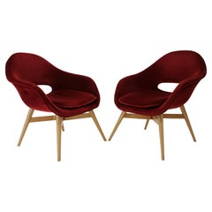 1960s Pair of Miroslav Navratil's Shell Lounge Chairs, Czechoslovakia