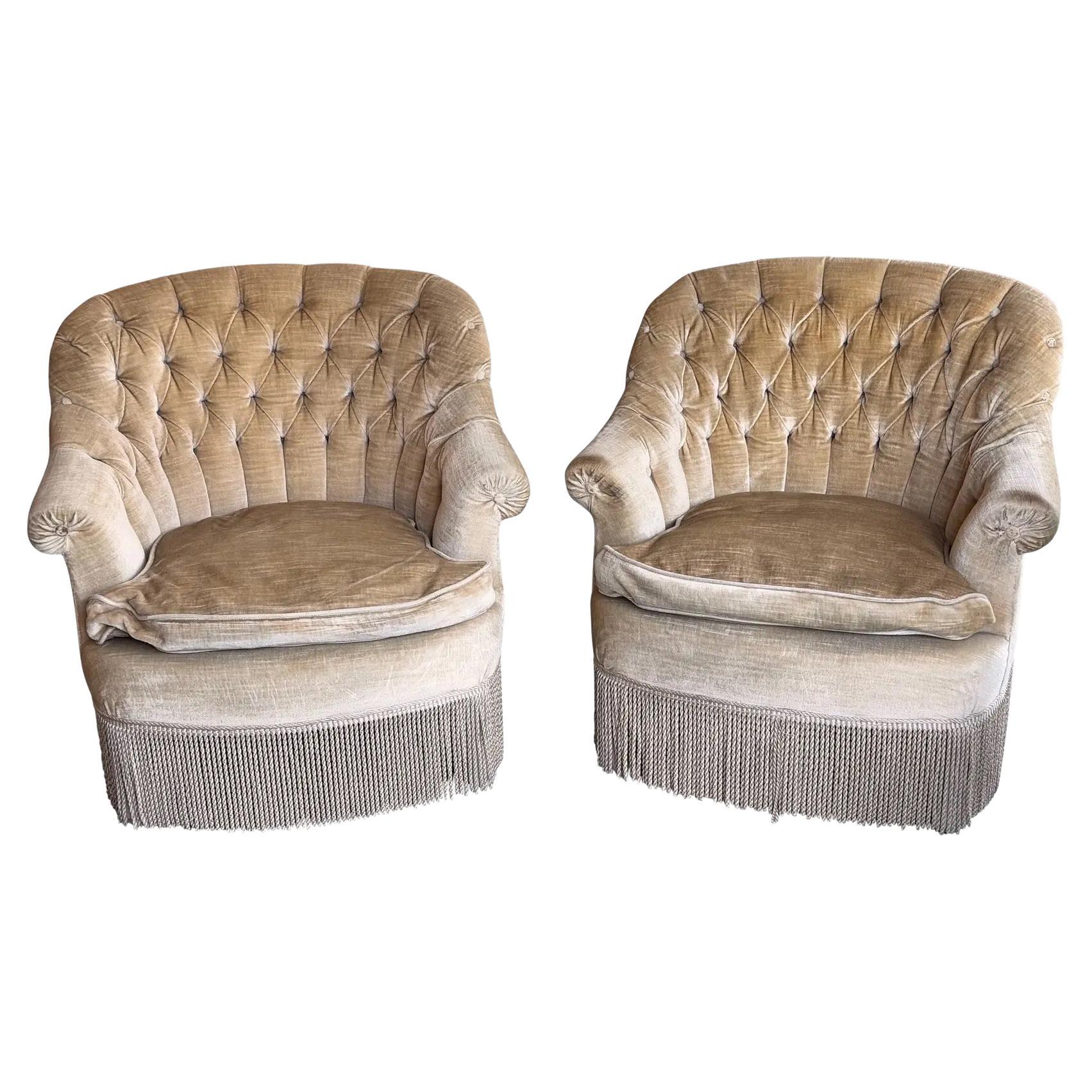 1960s Pair of Mohair Tub Chairs
