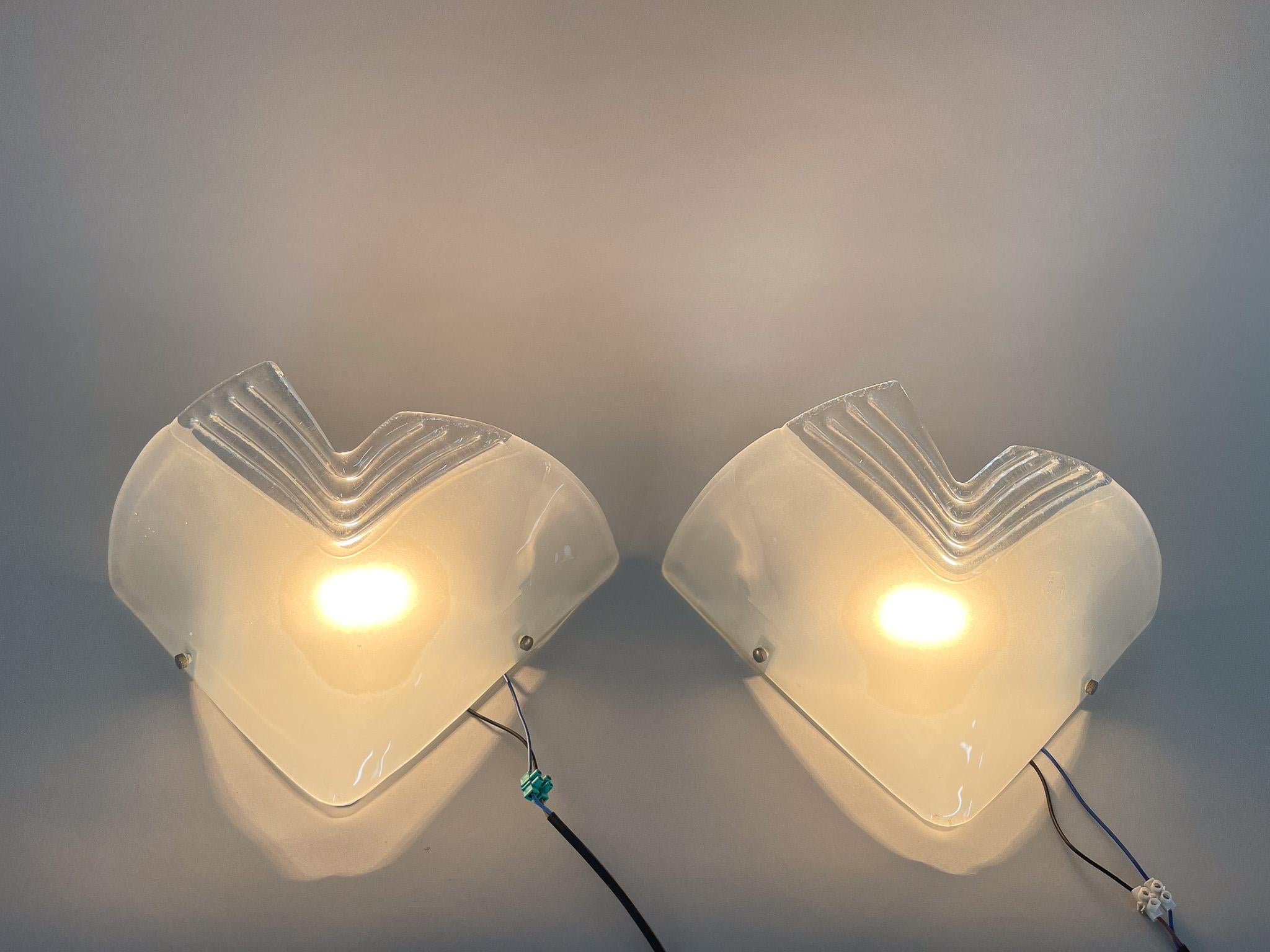 Italian 1960s Pair of Murano Glass Wall Lights, Italy For Sale