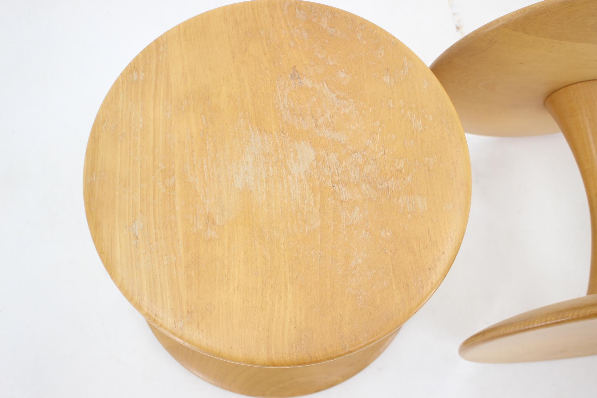 1960s Pair of Nanna Ditzel Beech Stools by Kolds Savværk, Denmark In Good Condition For Sale In Praha, CZ