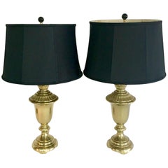 1960'S Pair Of Neoclassical Style Solid Brass Table Lamps