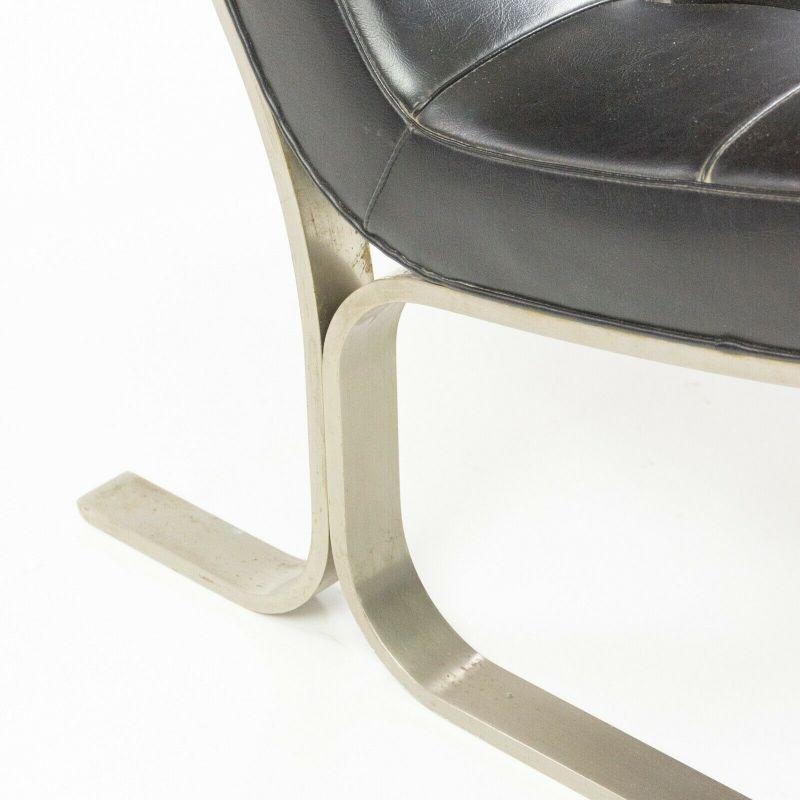 1960s Pair of Nicos Zographos CH28 Ribbon Chairs in Black Leather & Steel 6
