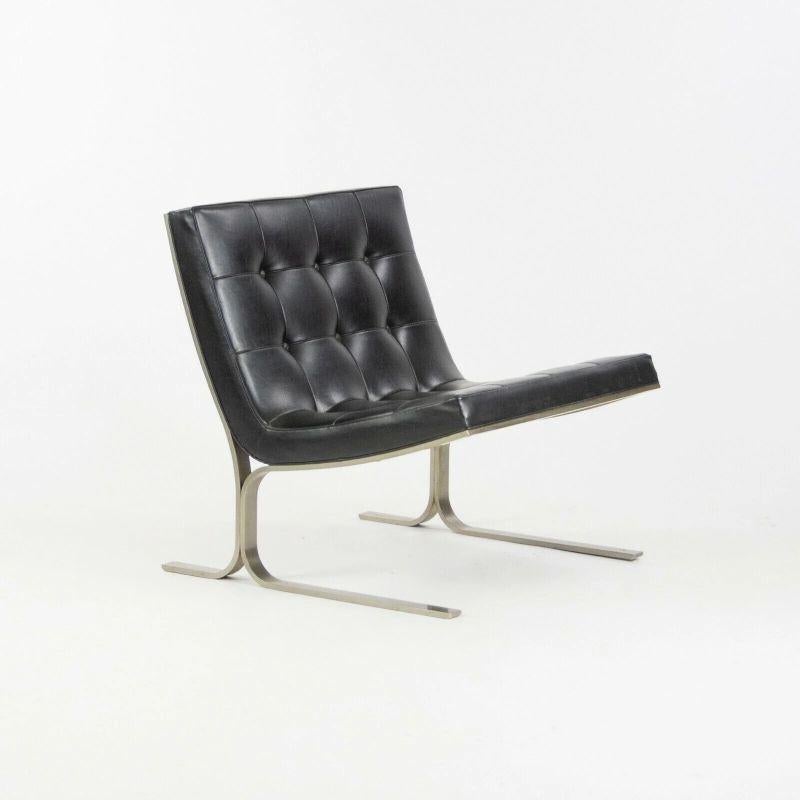 Modern 1960s Pair of Nicos Zographos CH28 Ribbon Chairs in Black Leather & Steel For Sale