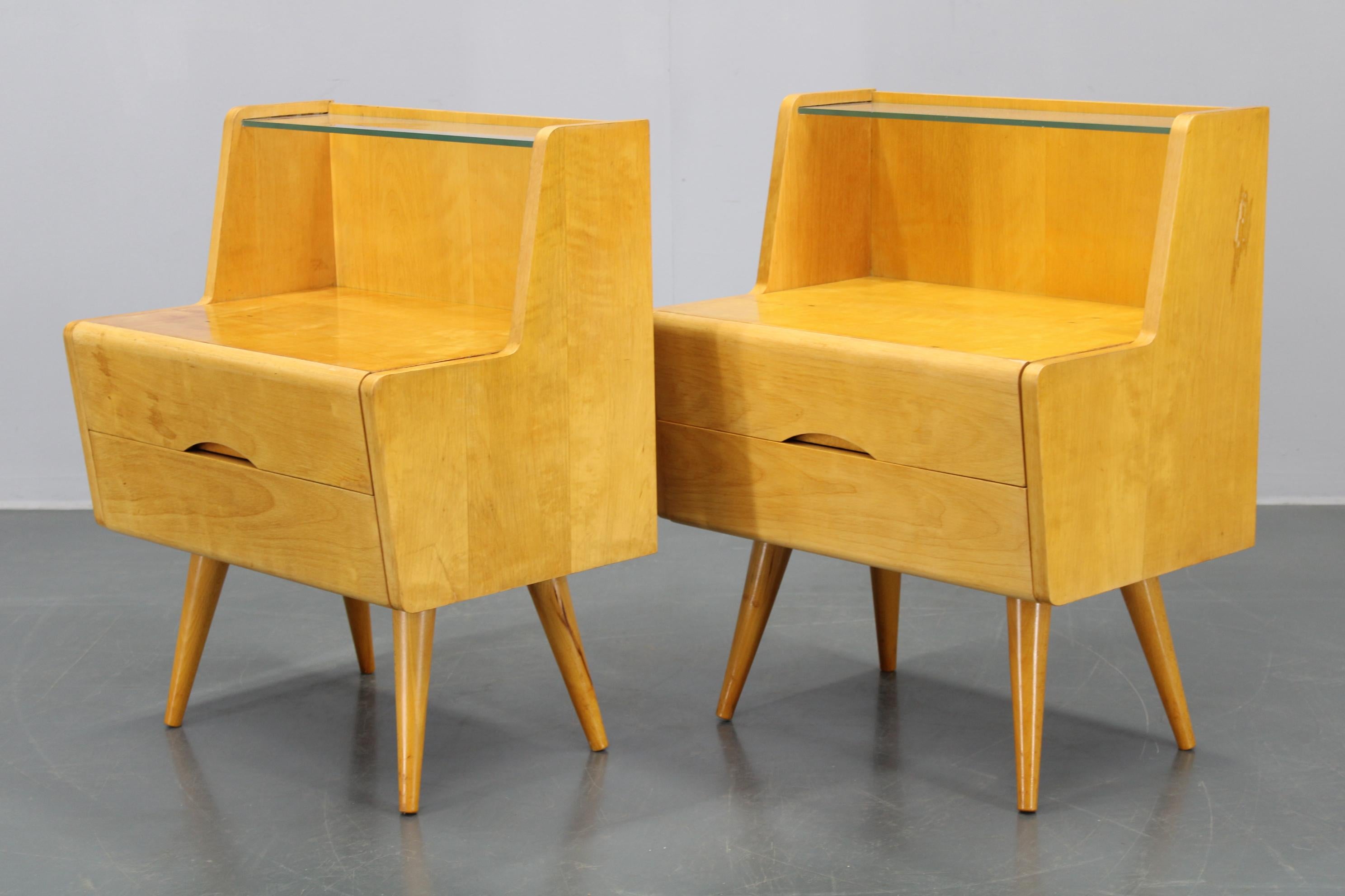 1960s Pair of Night Stands with, Czechoslovakia In Good Condition For Sale In Praha, CZ