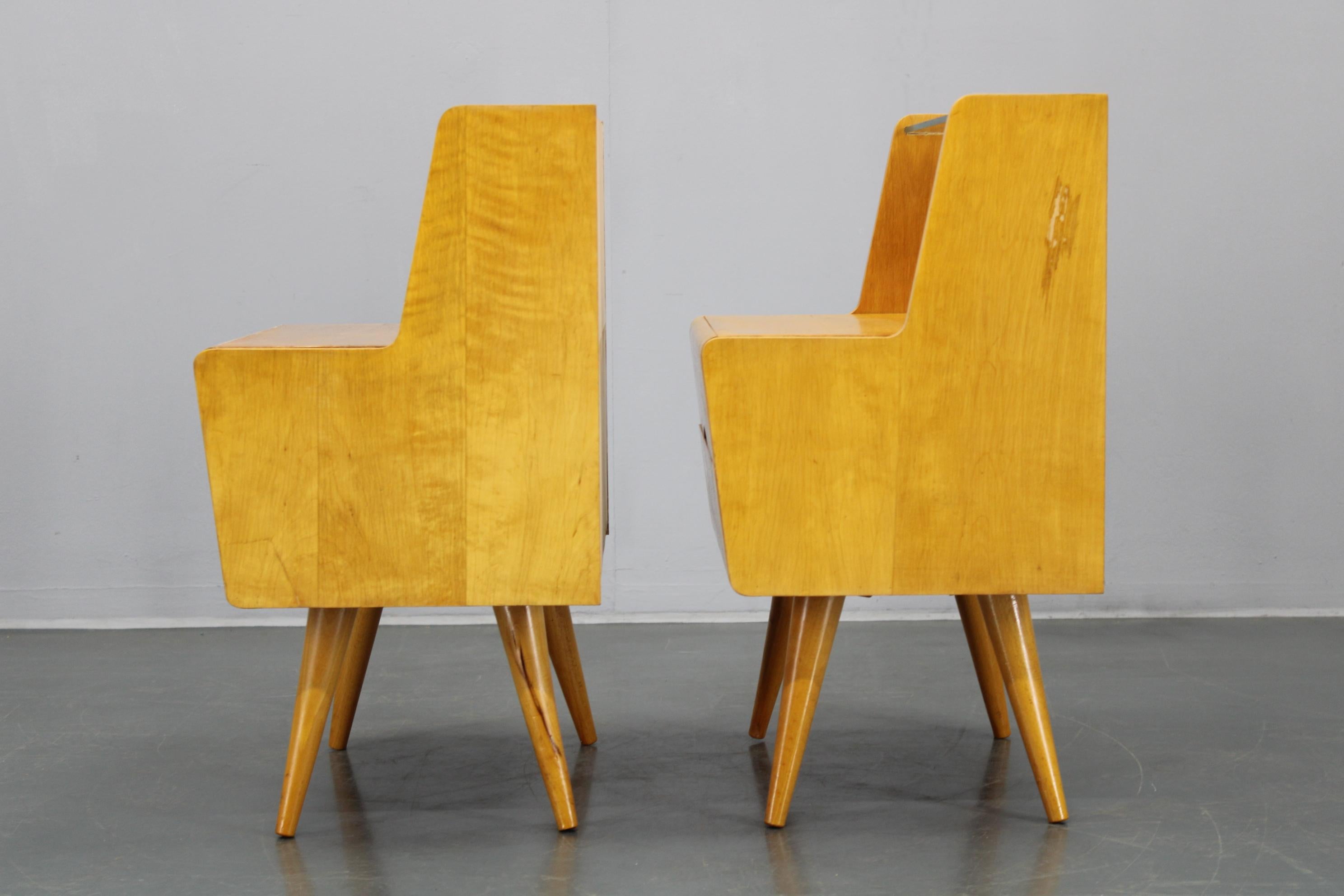 20th Century 1960s Pair of Night Stands with, Czechoslovakia For Sale