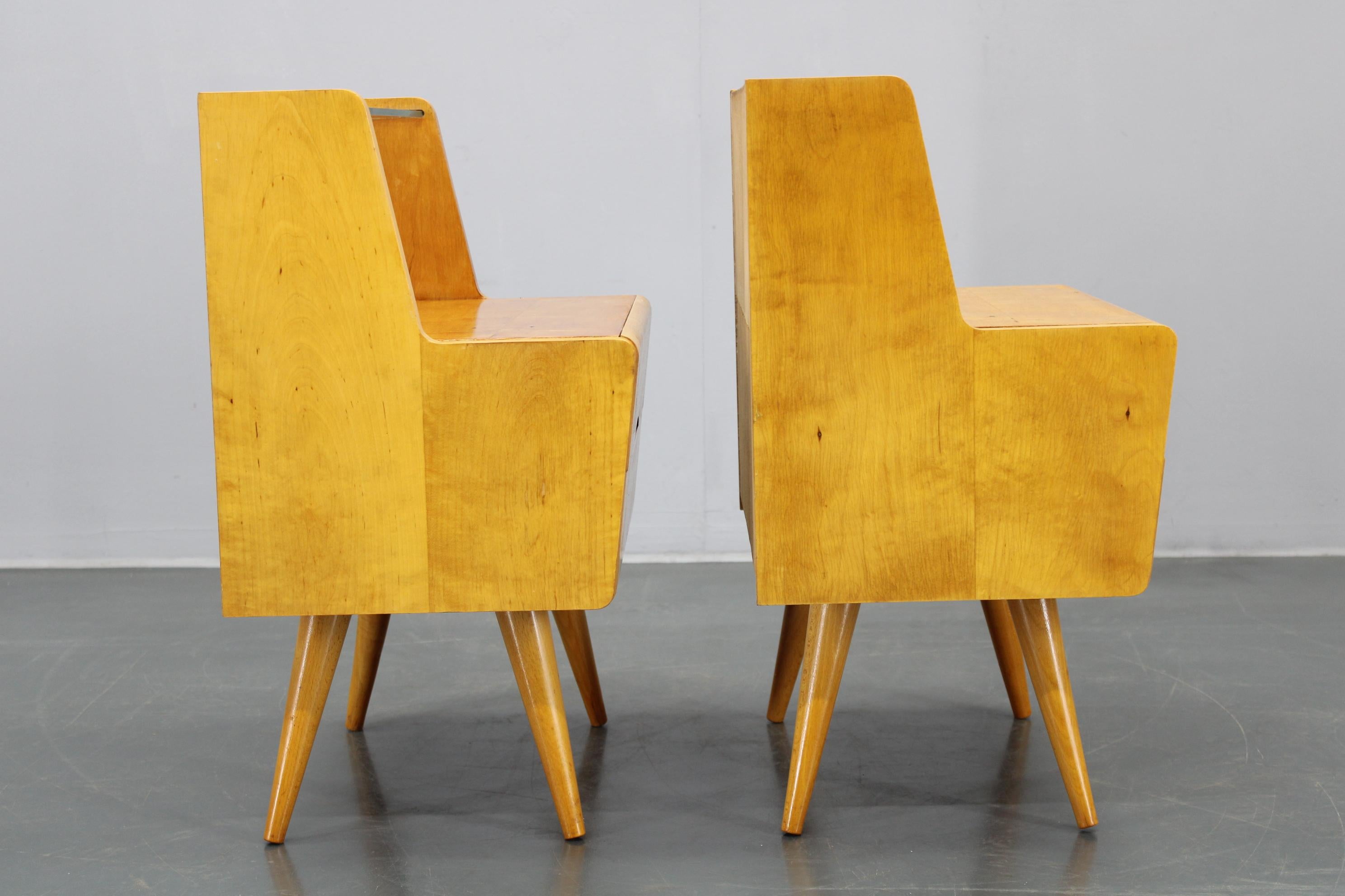 1960s Pair of Night Stands with, Czechoslovakia For Sale 1