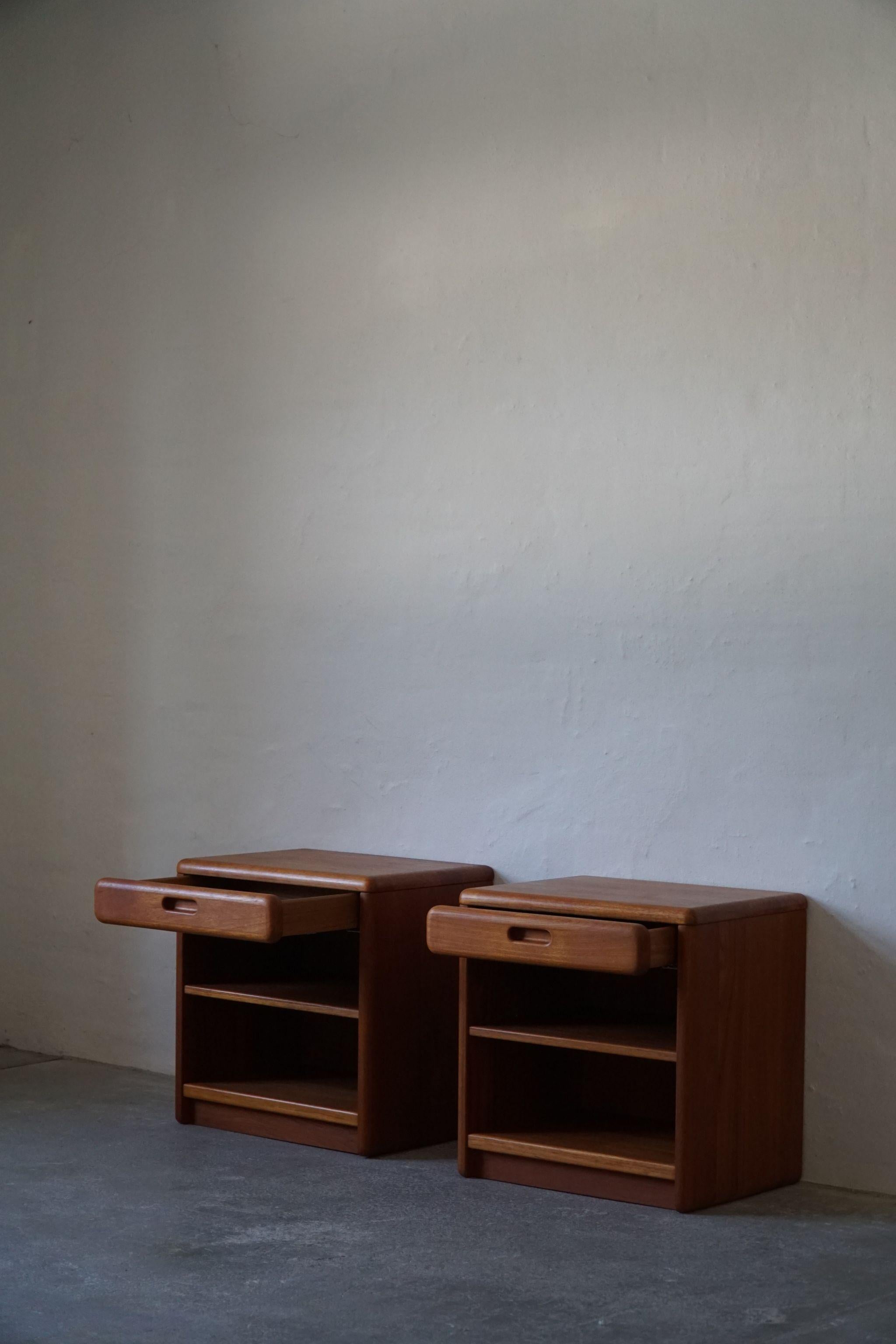 Mid-Century Modern 1960s, Pair of Night Stands with Drawers in Solid Teak, Danish Mid-Century