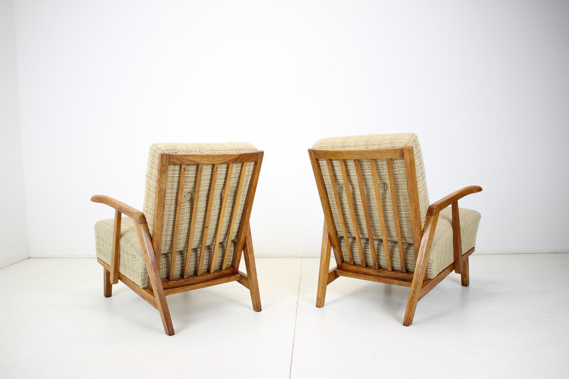 Fabric 1960s Pair of Oak Armchairs by Krasna Jizba, Czechoslovakia
