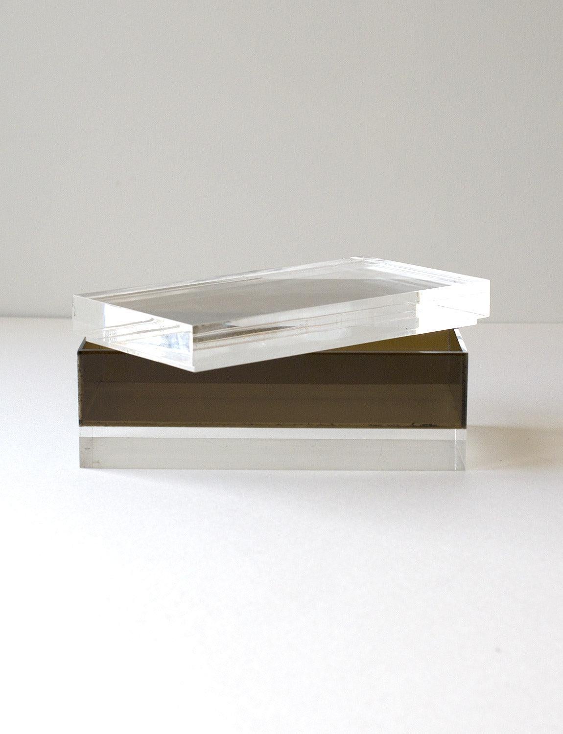 Mid-20th Century 1960s Pair of Plexiglass Boxes with brown and metal bands