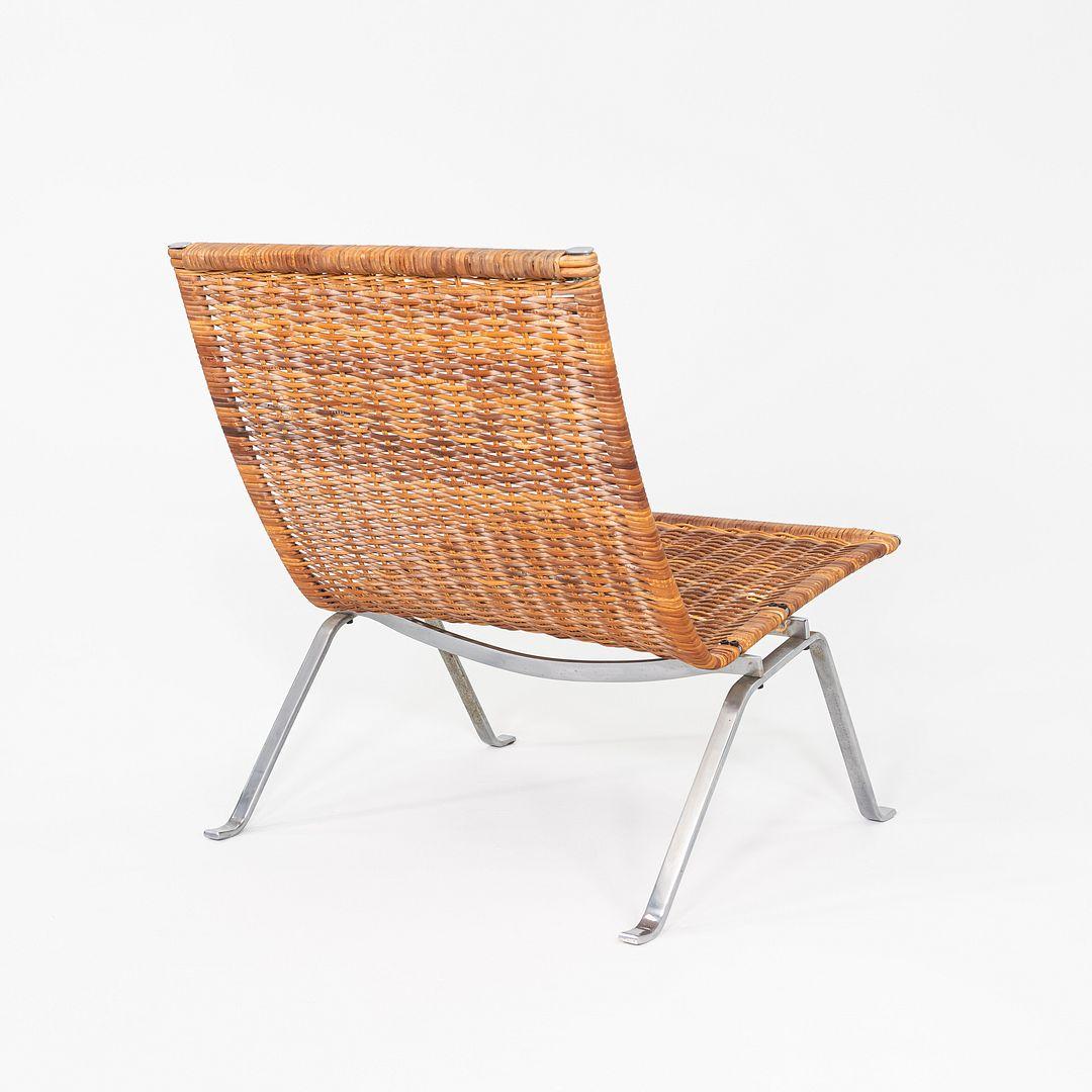 Pareja de tumbonas de mimbre e inox de los años 60 Poul Kjaerholm para PK 22 Acero en venta