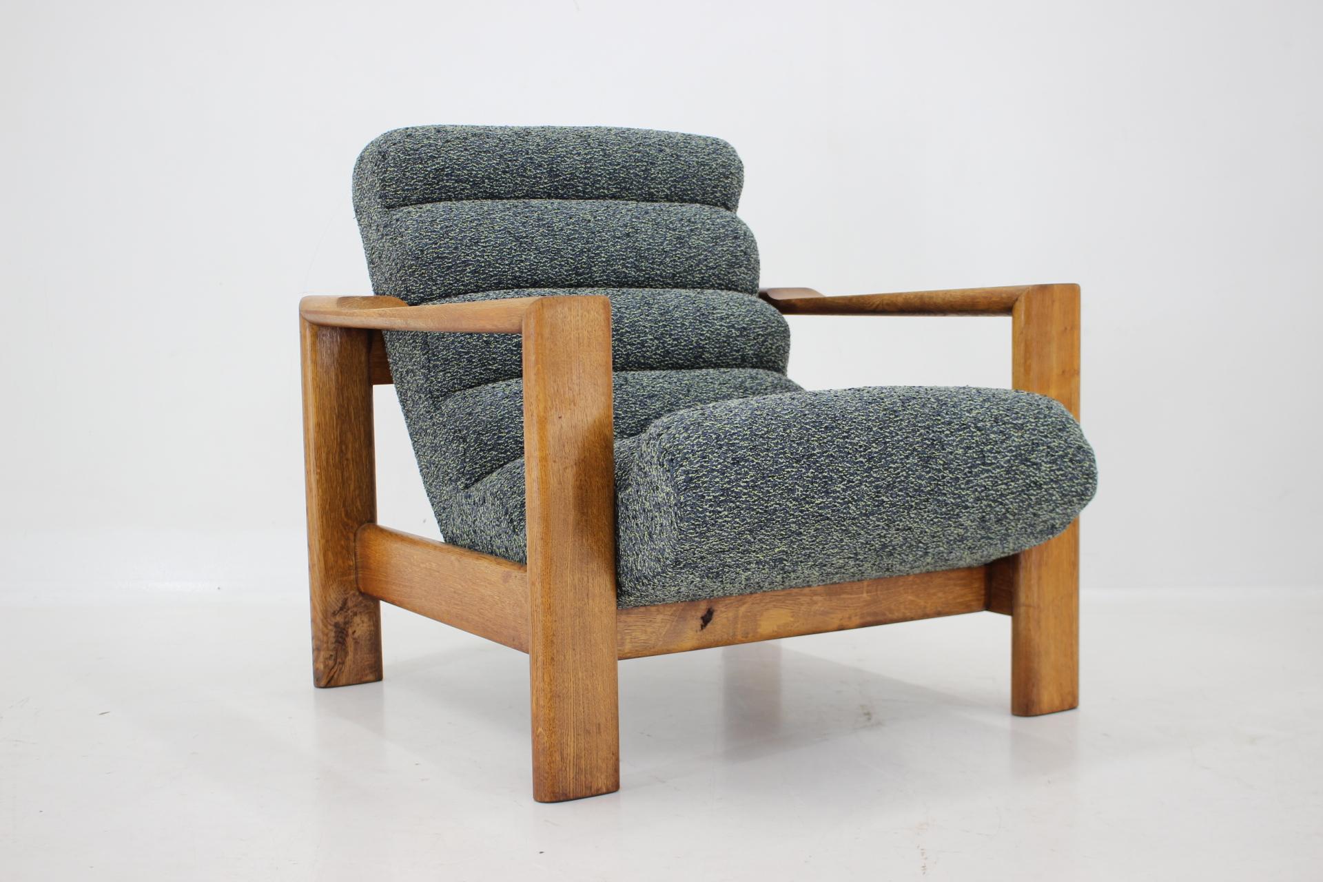 1960s, Pair of Rare Armchairs with Stools in Oak, Finland For Sale 11