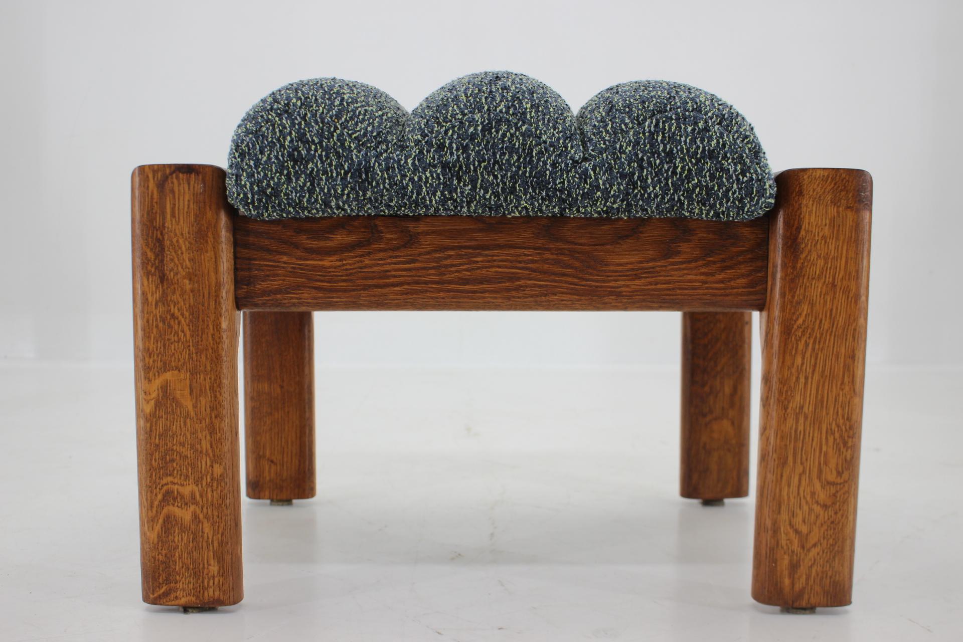 Mid-20th Century 1960s, Pair of Rare Armchairs with Stools in Oak, Finland For Sale