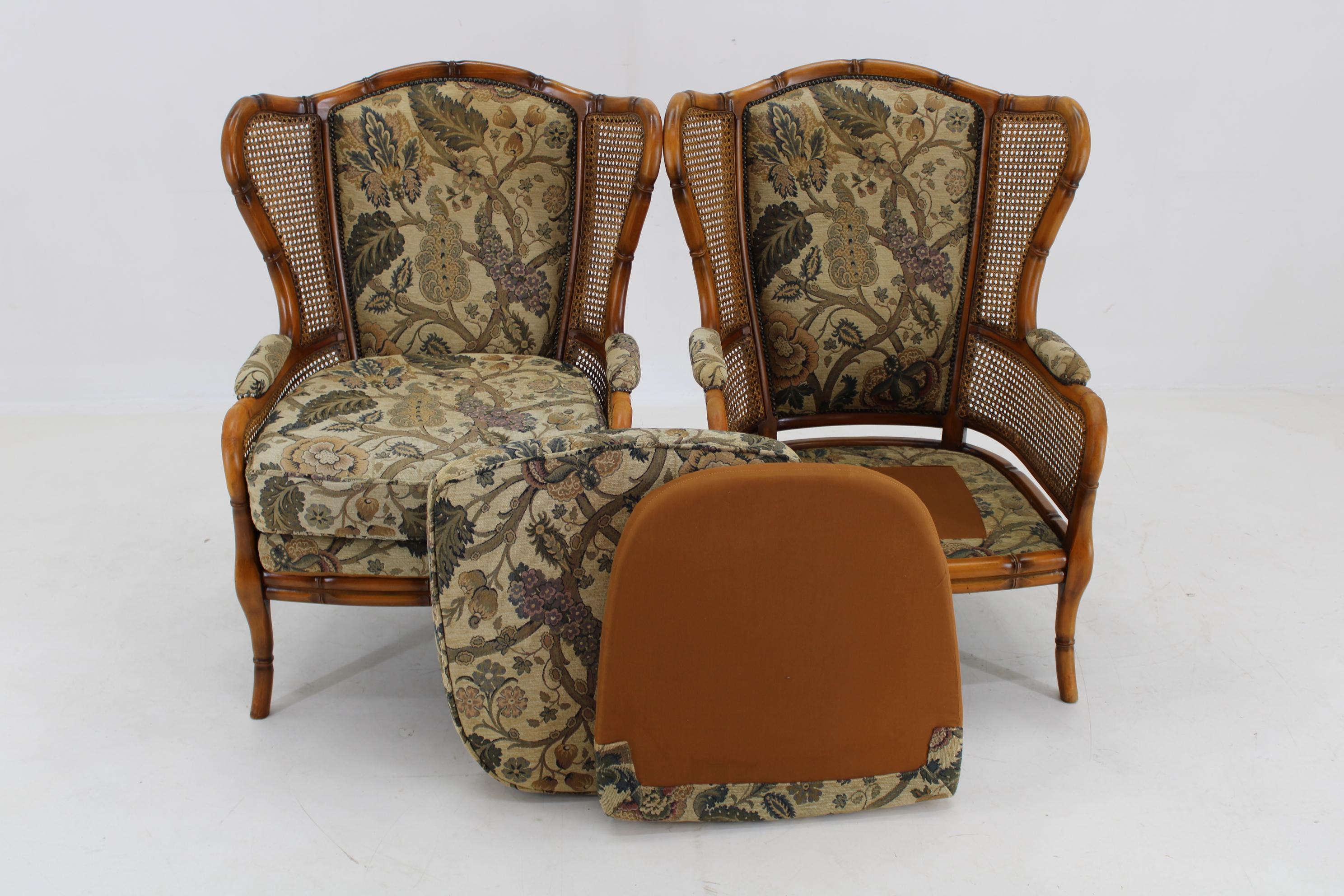 1960s Pair of Rattan Armchairs , Italy For Sale 5