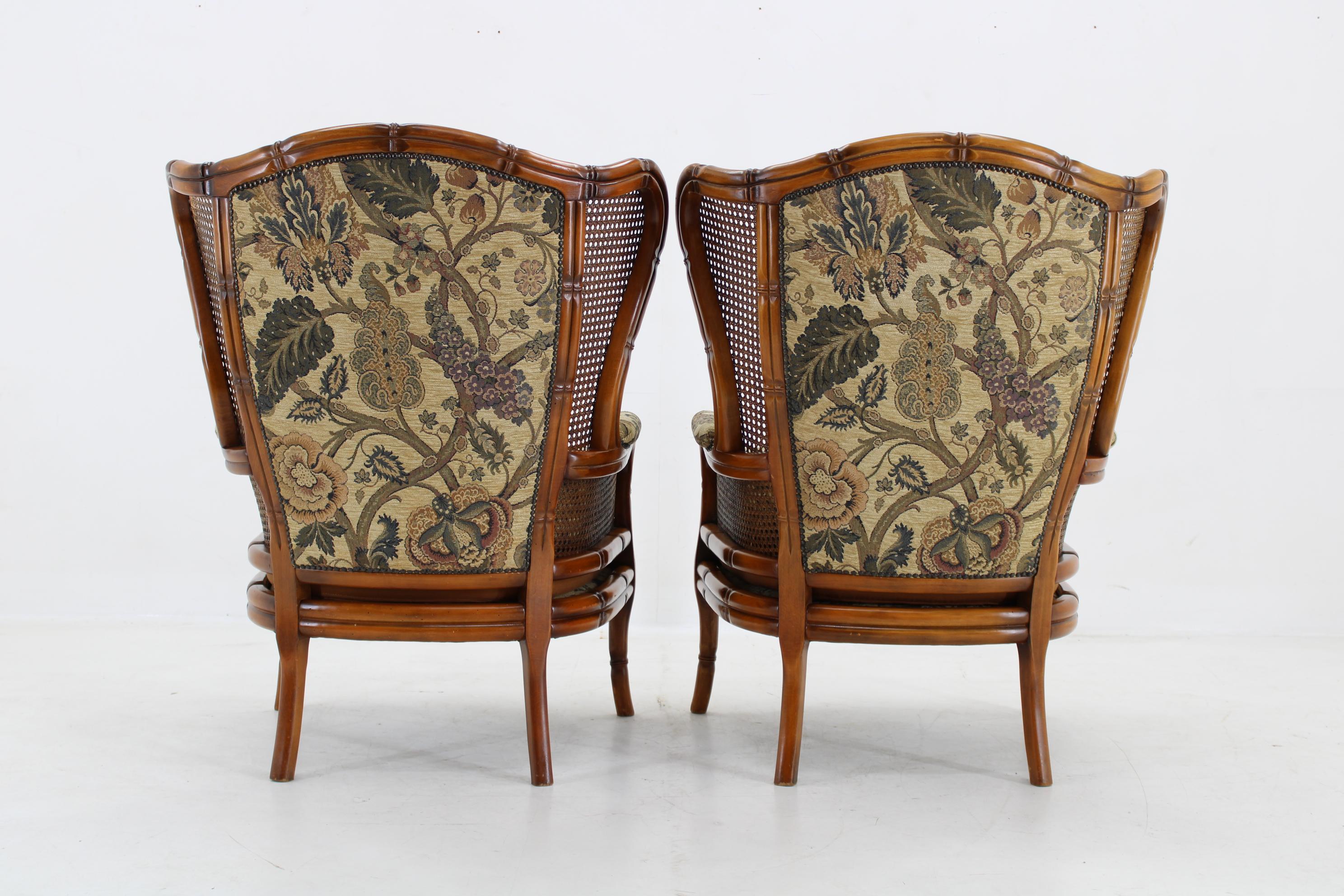 20th Century 1960s Pair of Rattan Armchairs , Italy For Sale