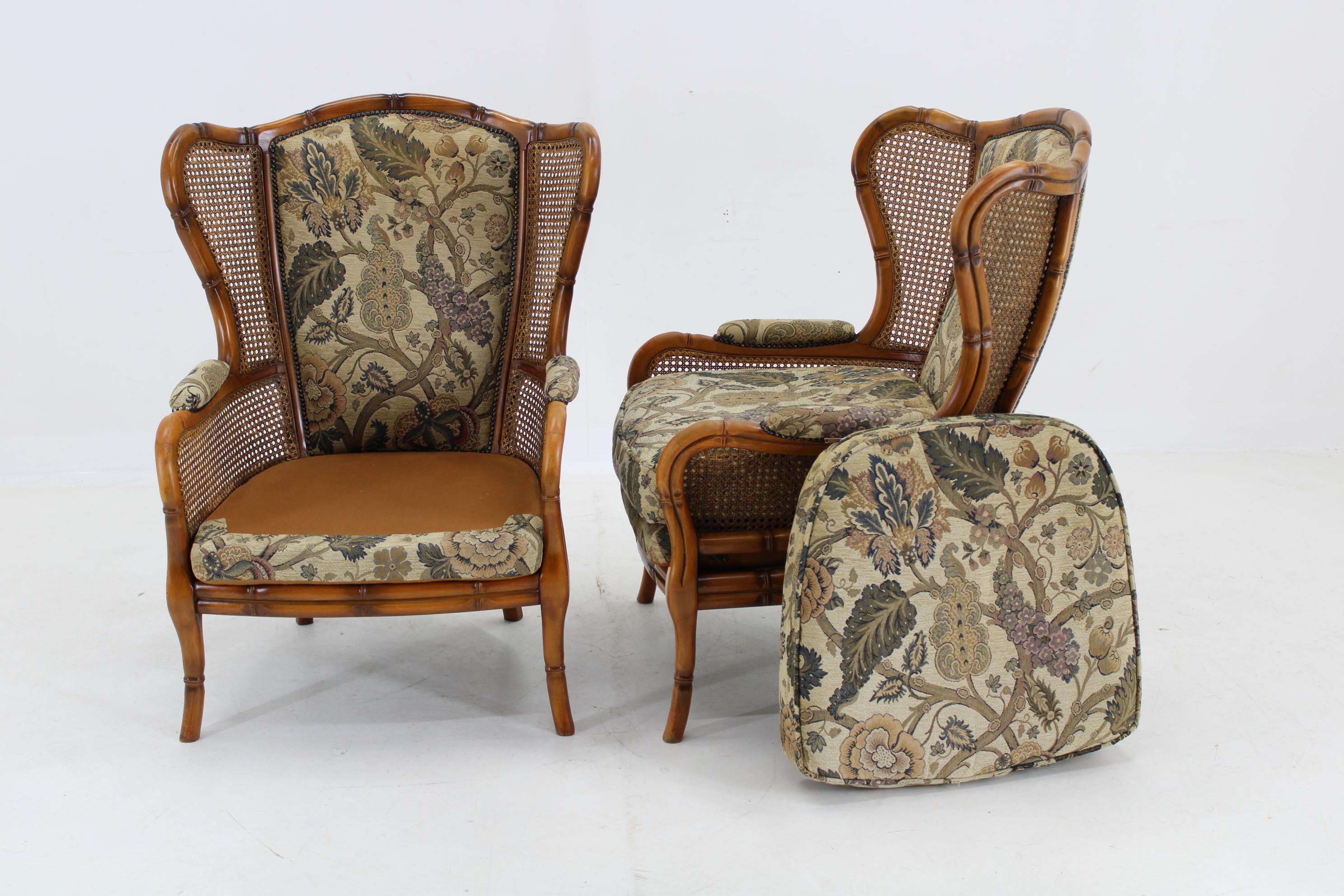 1960s Pair of Rattan Armchairs , Italy For Sale 1
