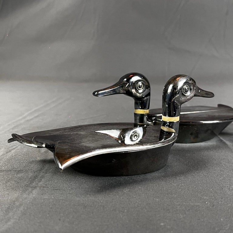 【超希少】HERMES Ashtray Ravinet d'Enfer SLV 1960's Pair of Ravinent d'Entfert for Hermès Silverplated Duck