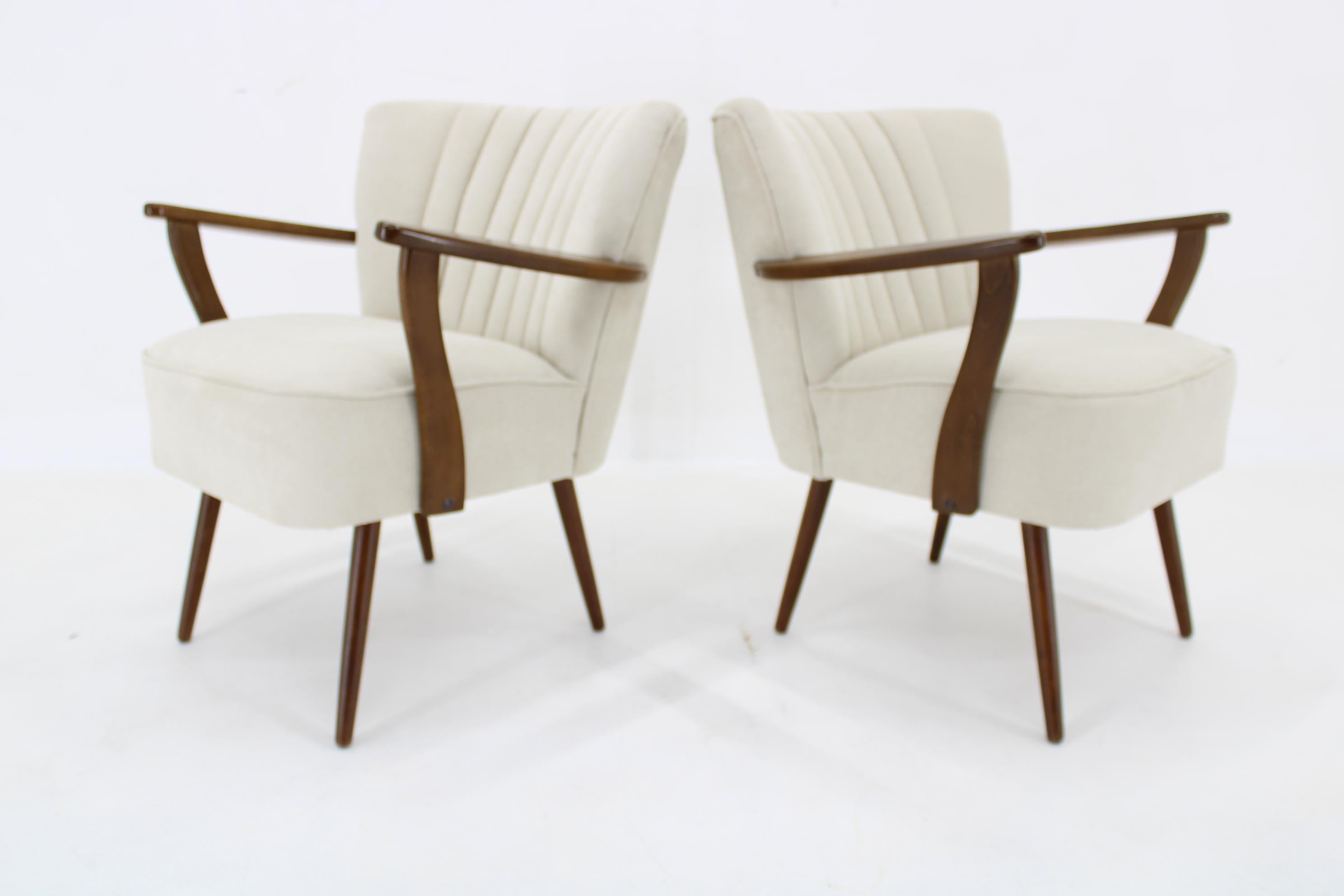 Mid-20th Century 1960s Pair of Restored Armchairs, Czechoslovakia For Sale
