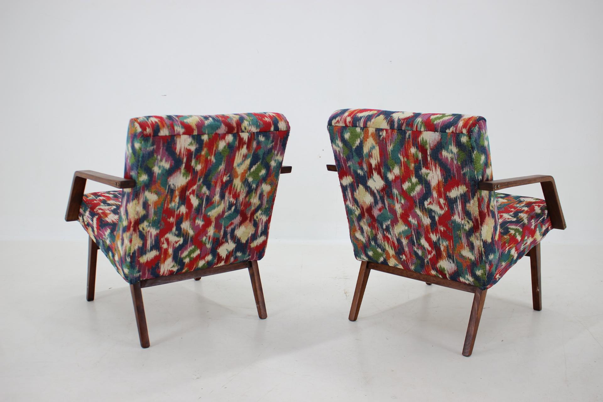 Mid-20th Century 1960s Pair of Restored Armchairs, Czechoslovakia For Sale