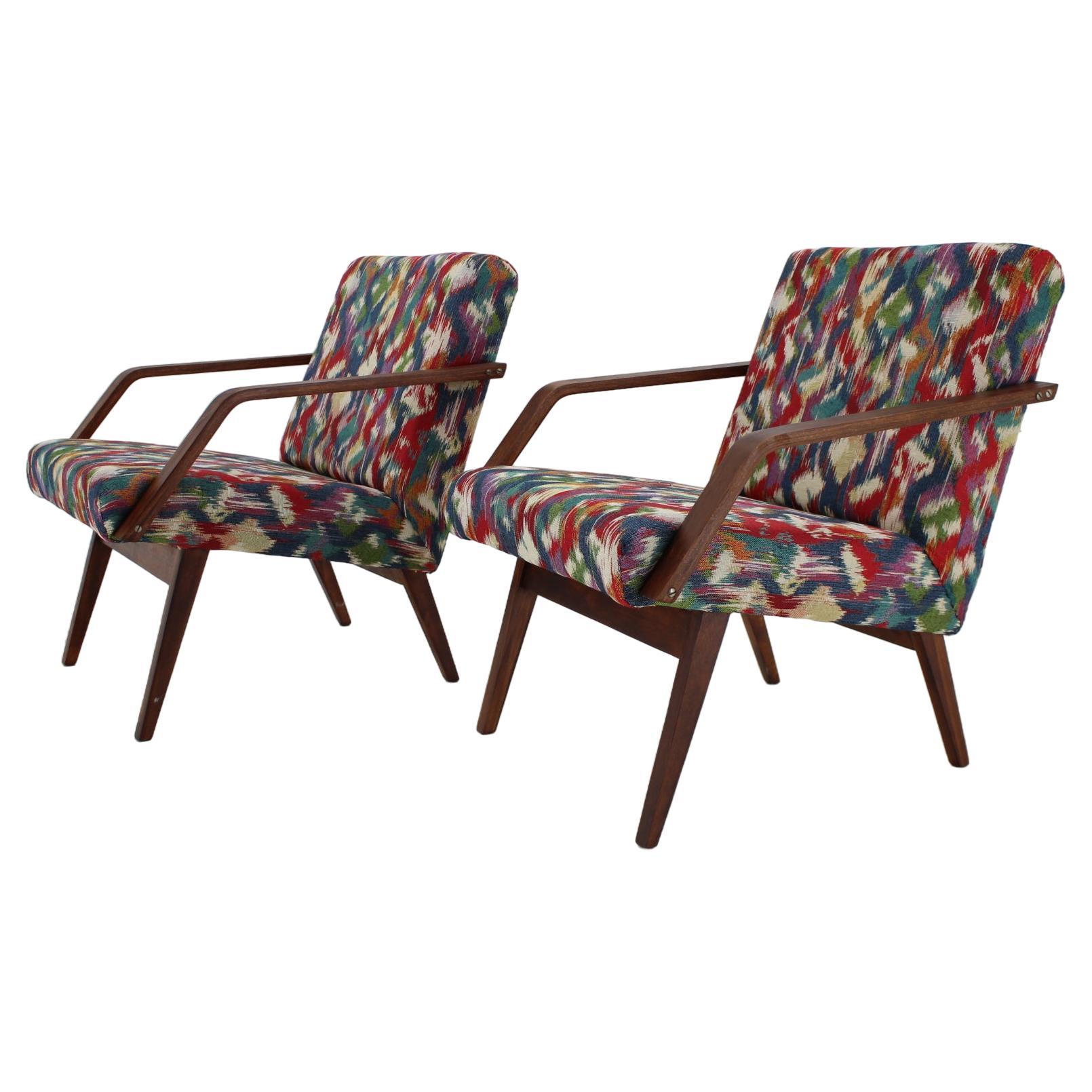1960s Pair of Restored Armchairs, Czechoslovakia For Sale