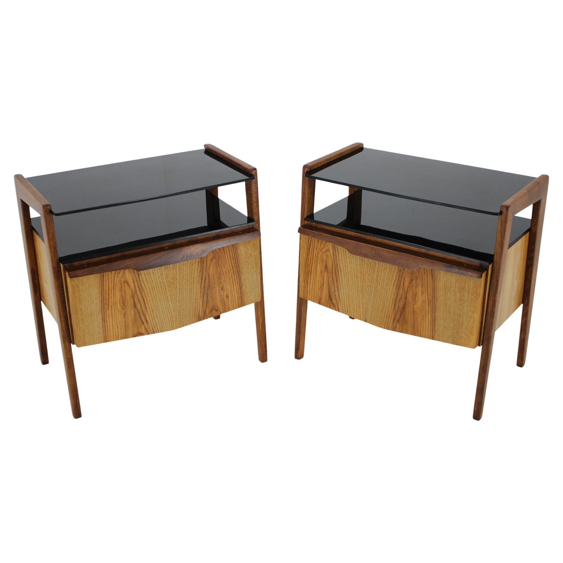 1960s Pair of Restored Bedside Tables, Czechoslovakia