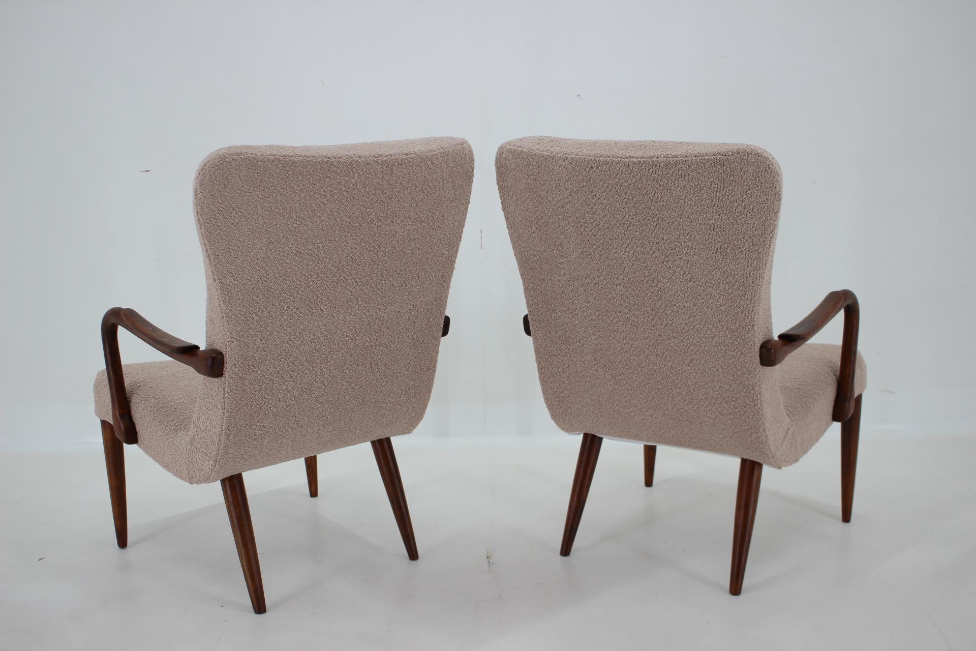 1960s Pair of Restored Danish Armchairs in Boucle  For Sale 1