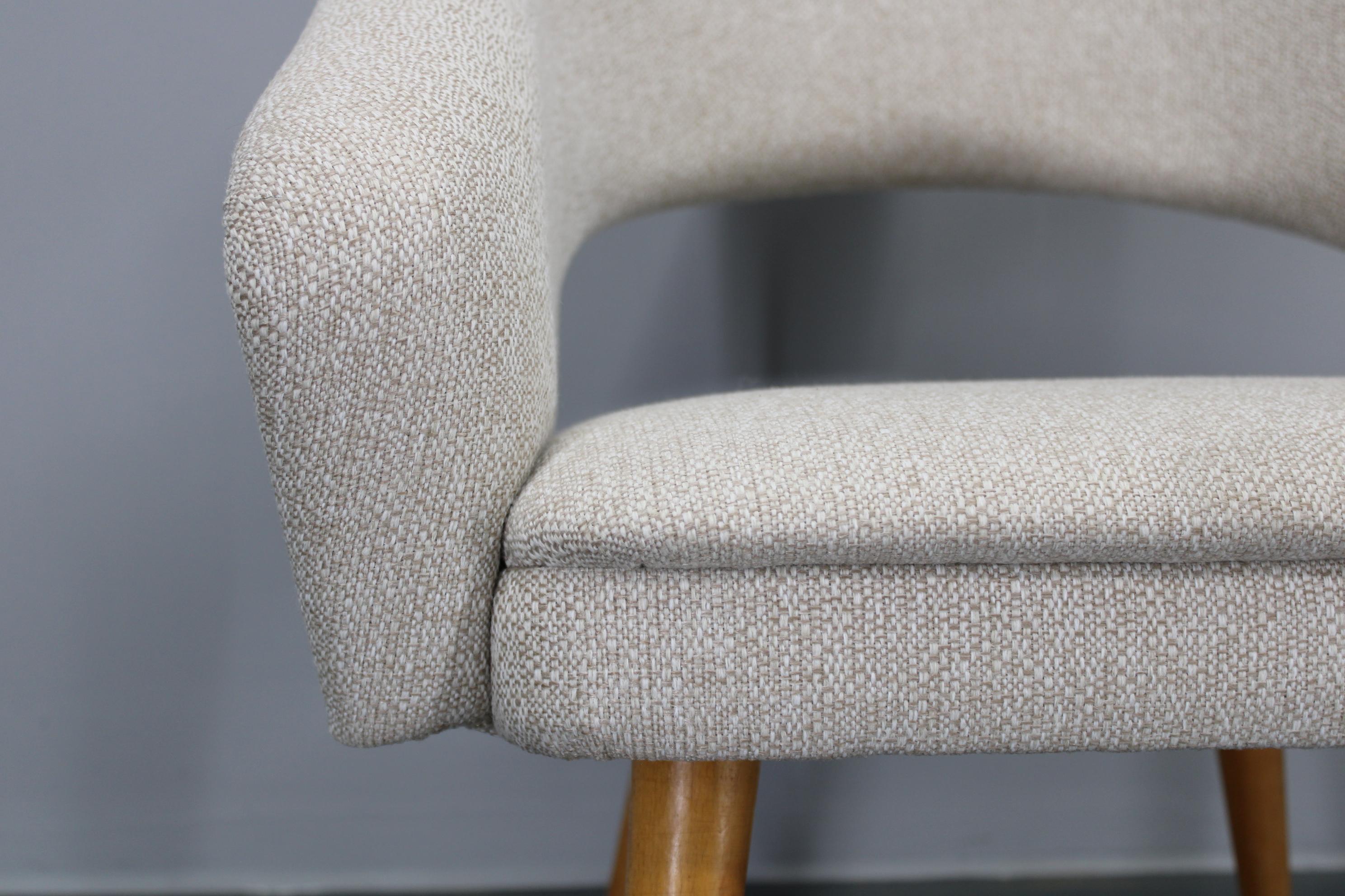 Fabric 1960s Pair of Restored Shell Chairs, Czechoslovakia For Sale