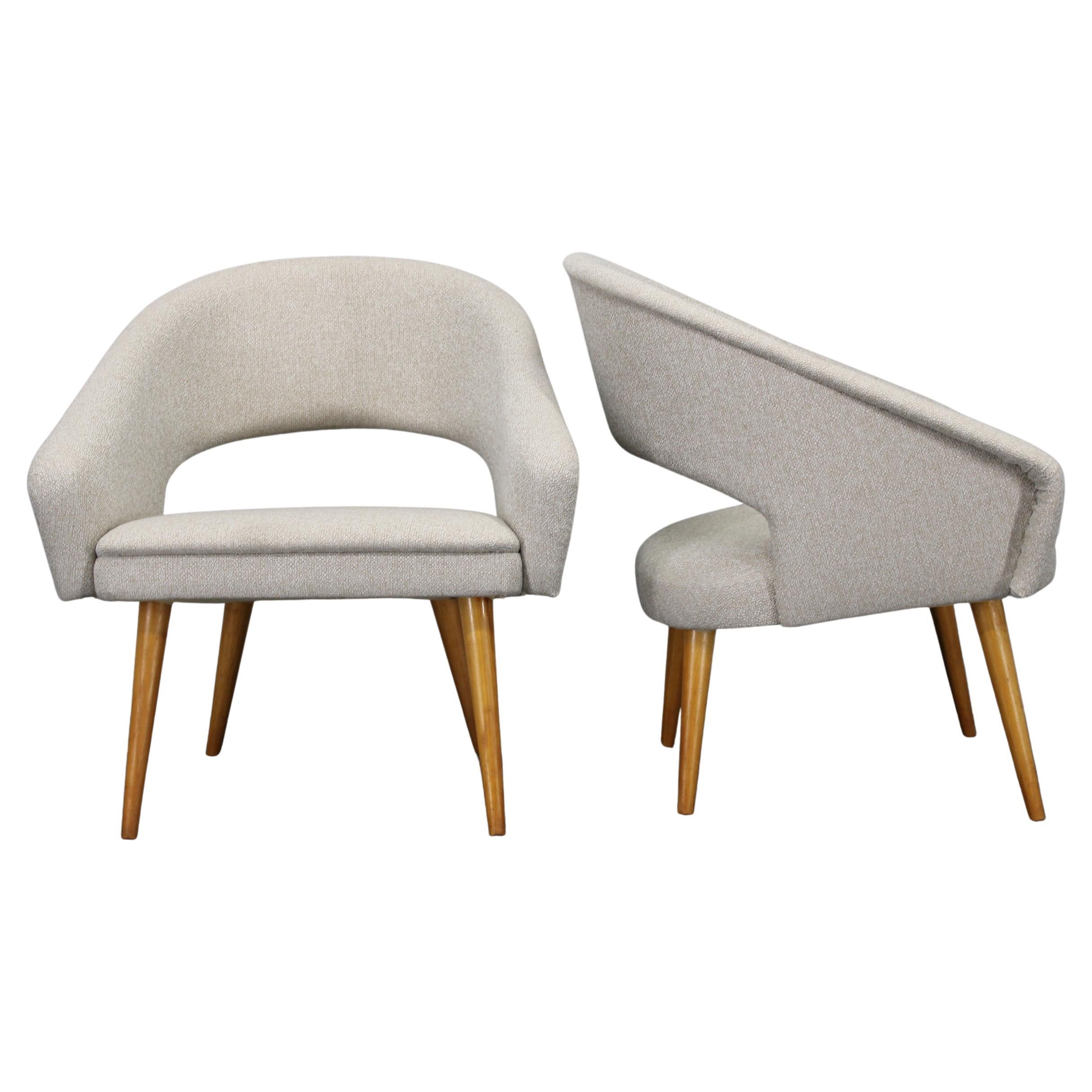 1960s Pair of Restored Shell Chairs, Czechoslovakia