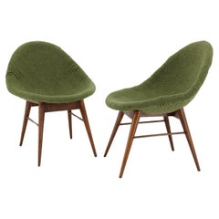 1960s Pair of Restored Shell Chairs in Bouclé, Czechoslovaki