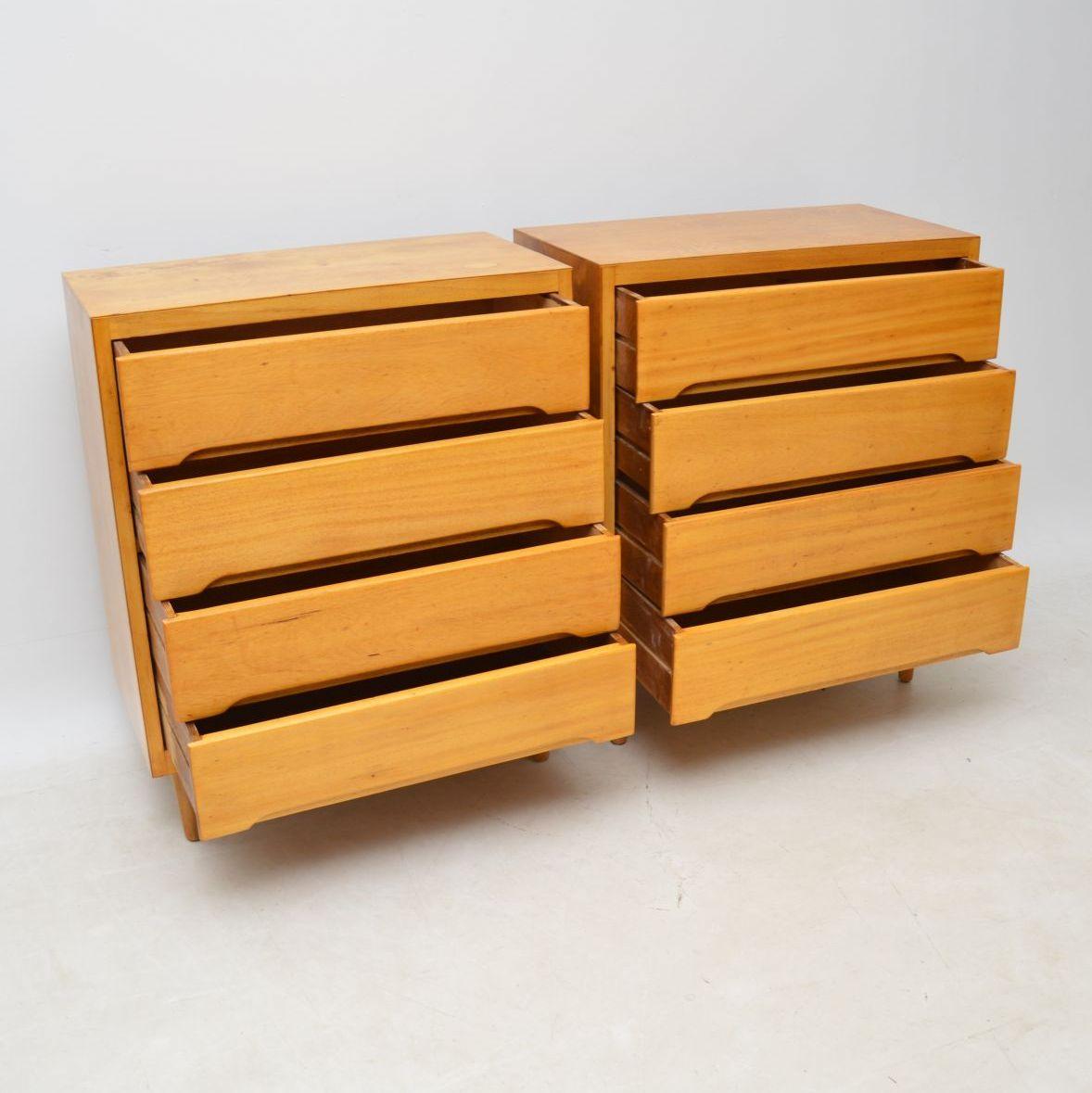 Mid-20th Century 1960s Pair of Satin Wood Chest of Drawers