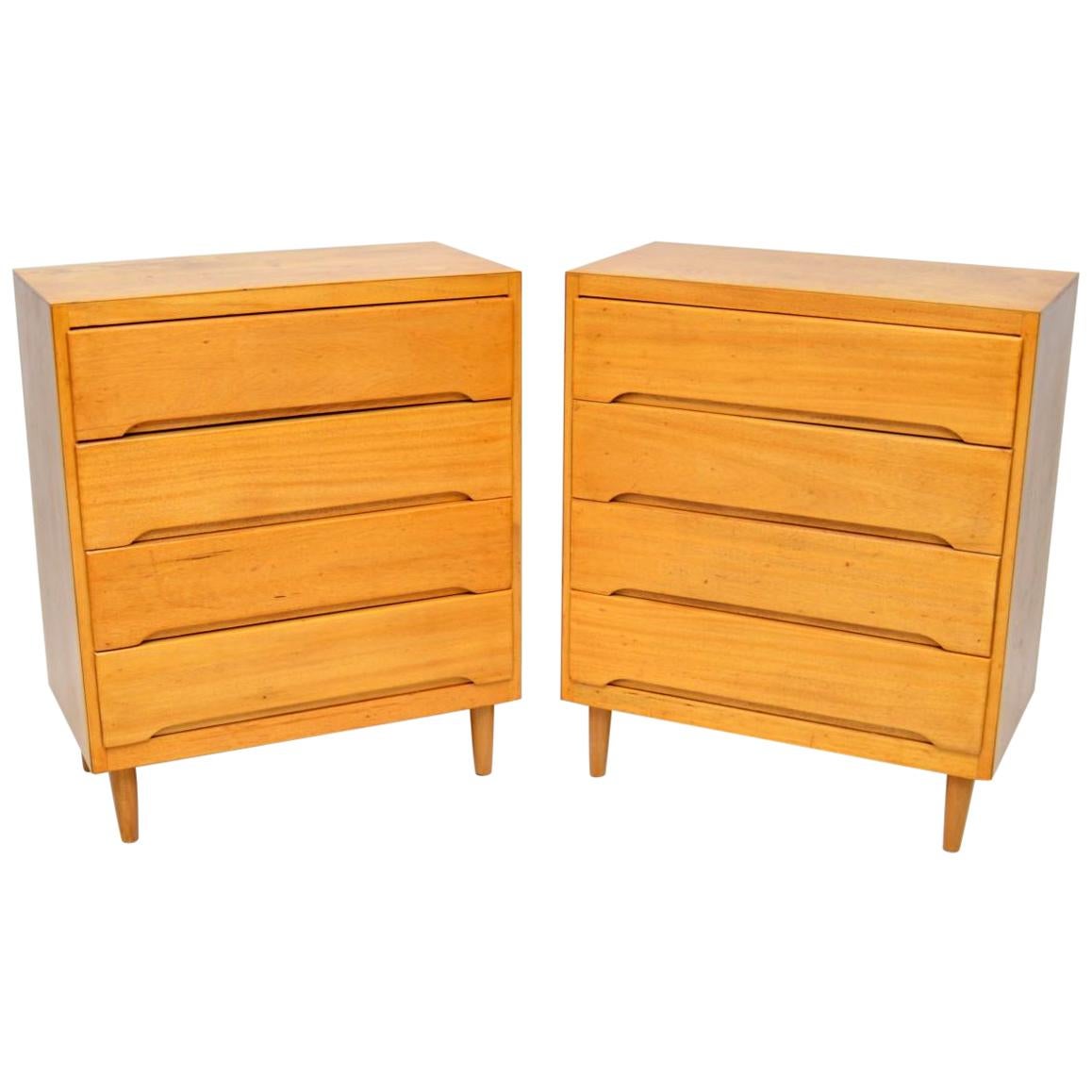 1960s Pair of Satin Wood Chest of Drawers