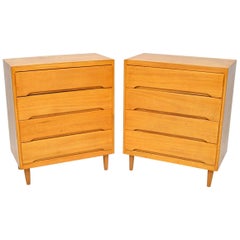 1960s Pair of Satin Wood Chest of Drawers