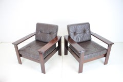 1960s Pair of Scandinavian Leather Armchairs