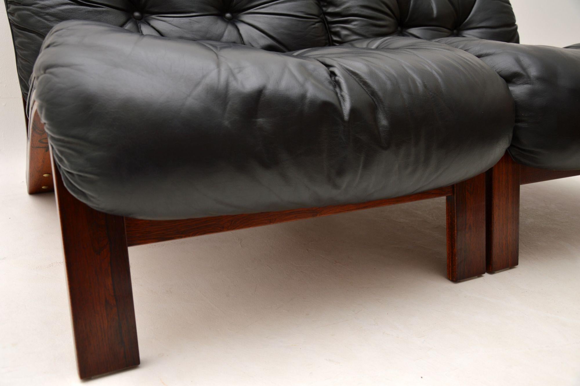 Norwegian 1960s Pair of Scandinavian Leather Chairs by Rybo Rykken