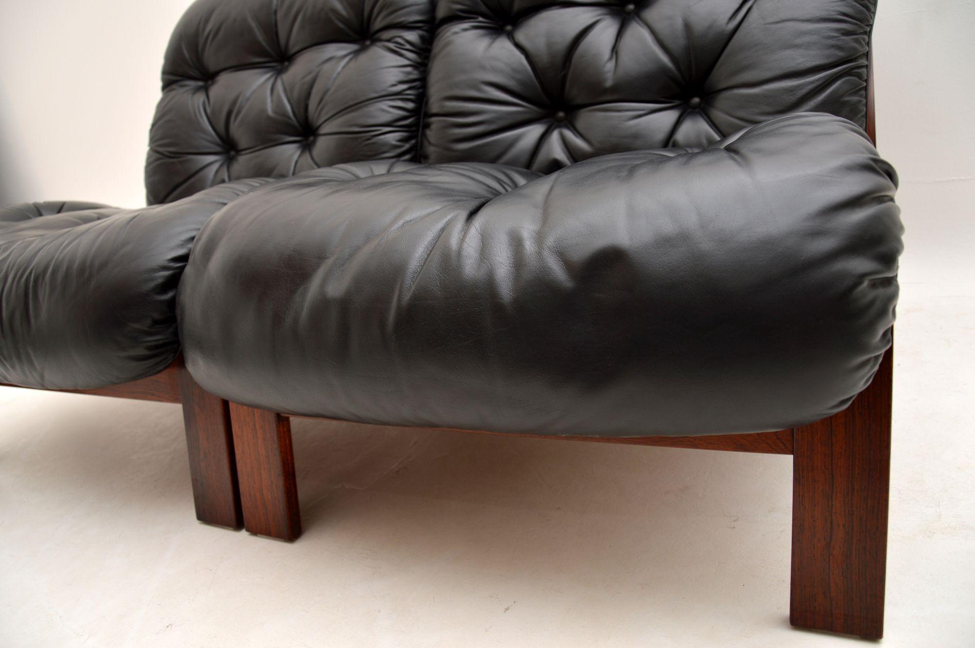 1960s Pair of Scandinavian Leather Chairs by Rybo Rykken In Good Condition In London, GB