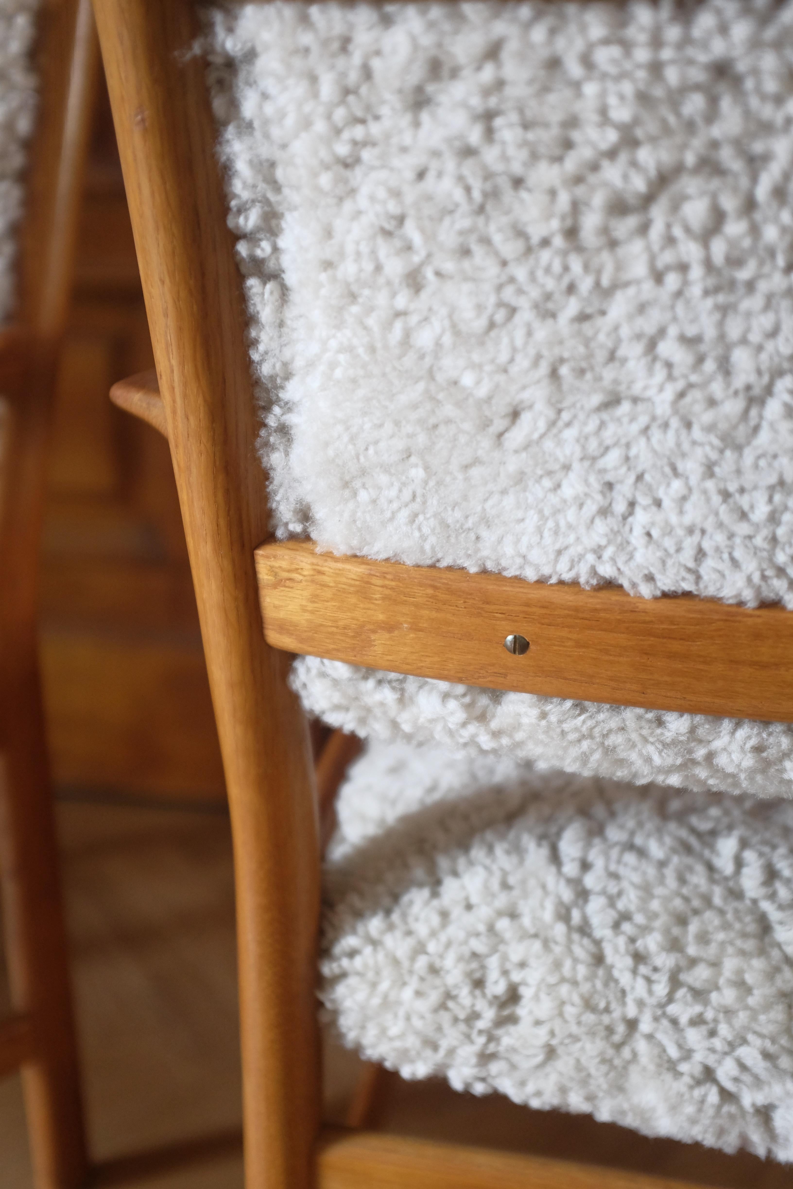 1960's Pair of Sheepskin Armchairs by Alf Svensson In Good Condition For Sale In Brooklyn, NY