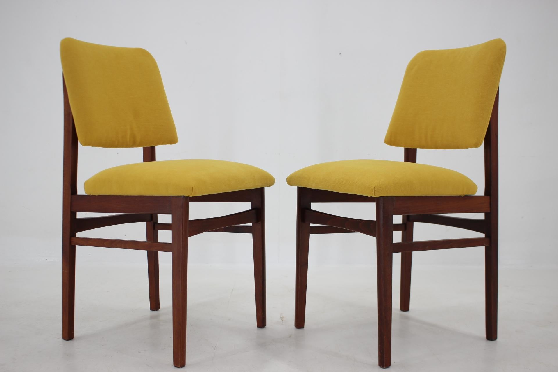 Polished 1960s Pair of Side Chairs, Czechoslovakia For Sale