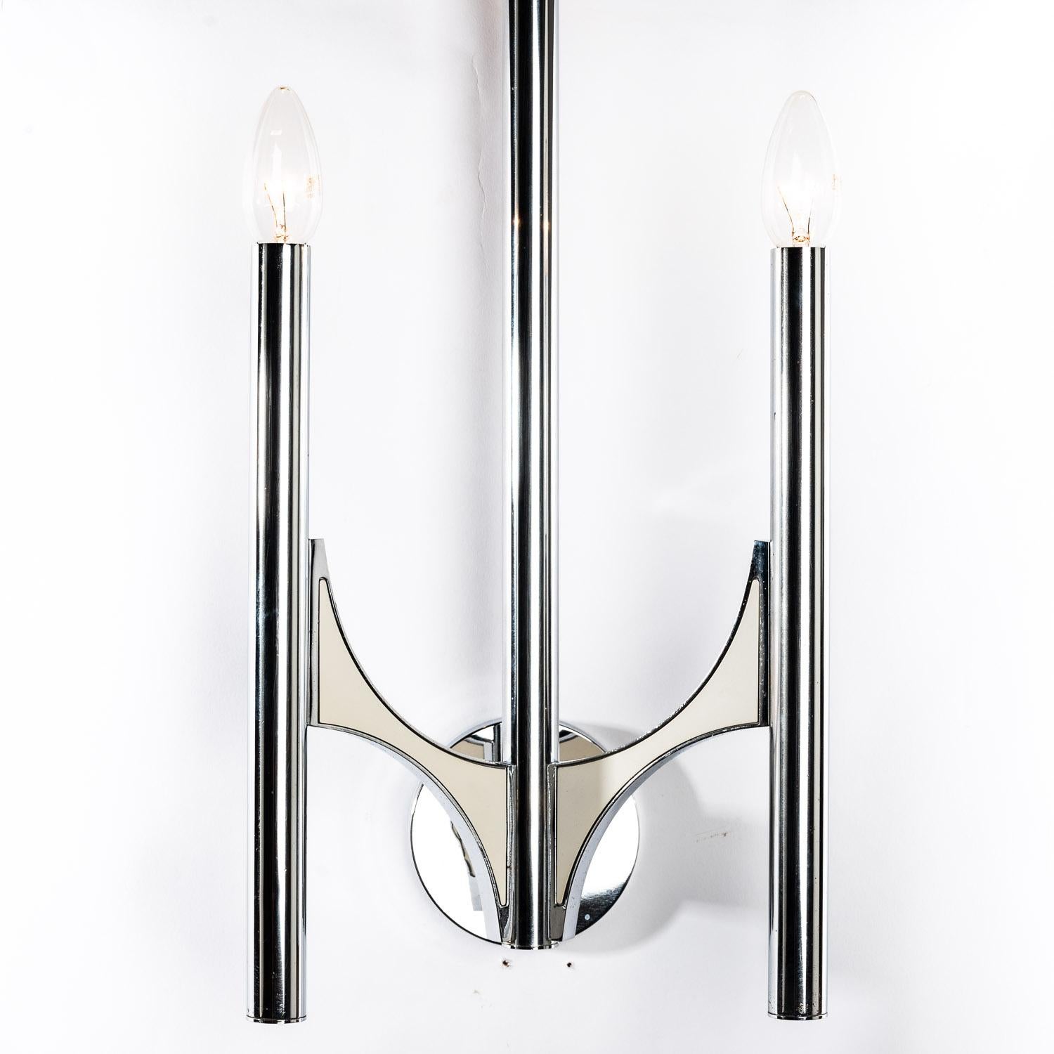 1960s Pair of Silver Plated Brass Sconces by Gaetano Sciolari For Sale 6