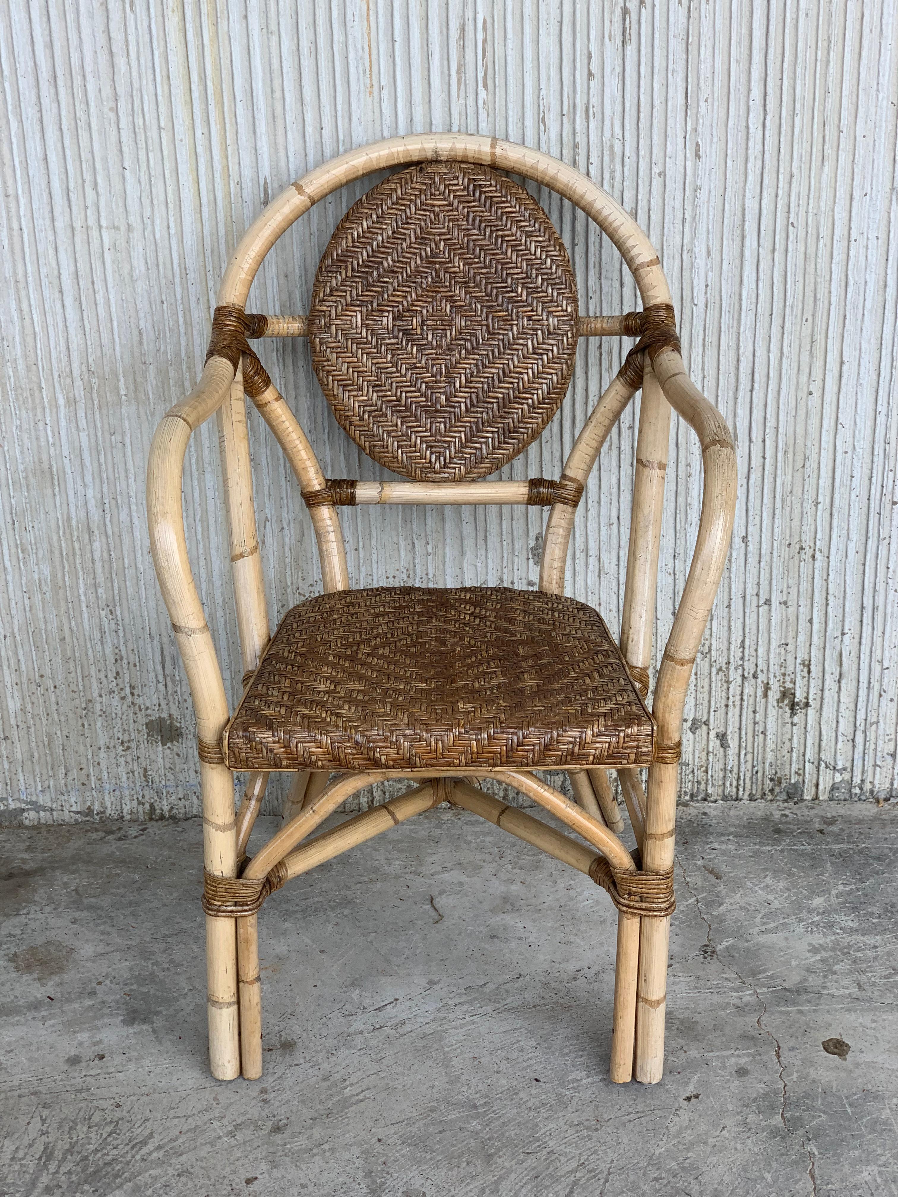 1960s pair of Spanish bamboo armchairs with ovaled back rest
Restored.