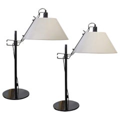 1960s Pair of Spanish Table Lamps by Metalarte with White Lucite Shades