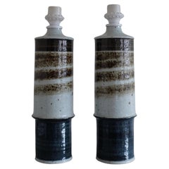 Retro 1960s Pair of Stoneware Lamps by Inger Persson