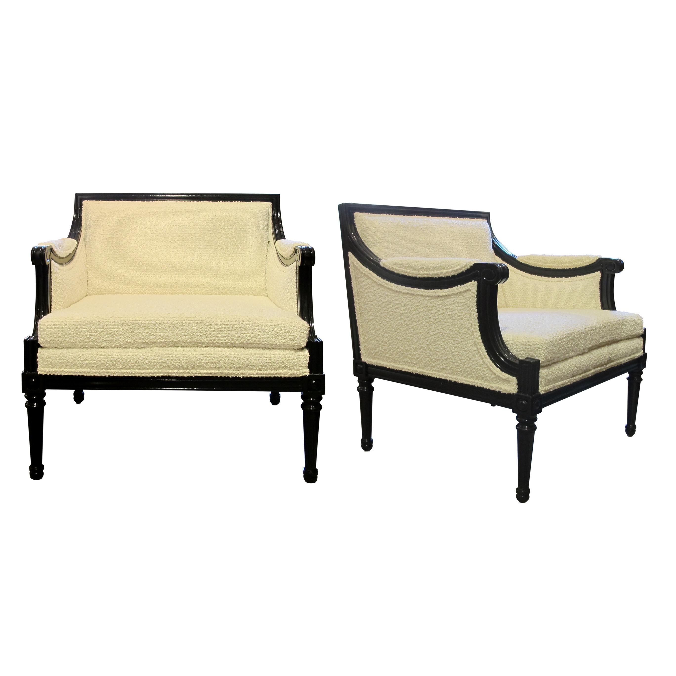 1960s, Pair of Swedish Gustavian Style Armchairs Newly Upholstered  For Sale