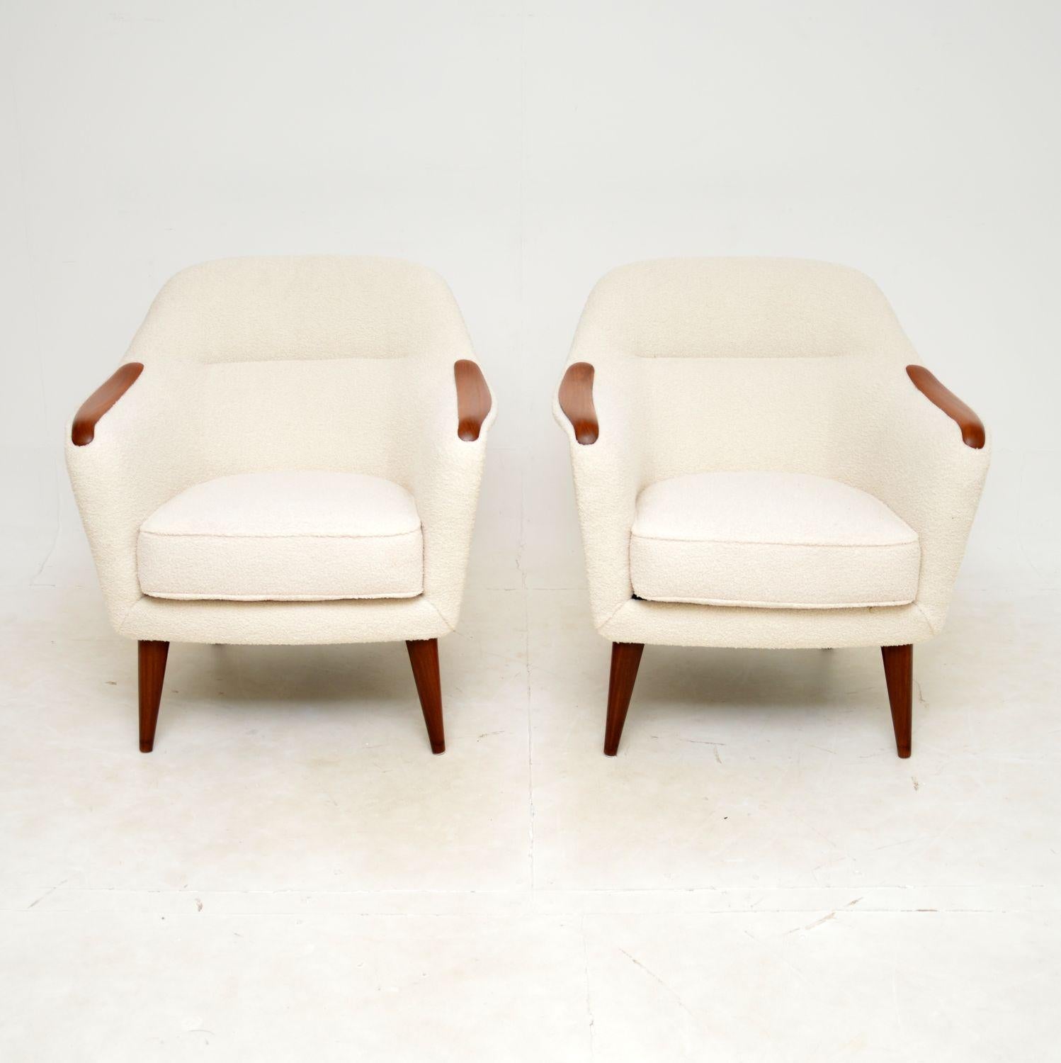 Mid-Century Modern 1960s Pair of Swedish Teak Armchairs For Sale