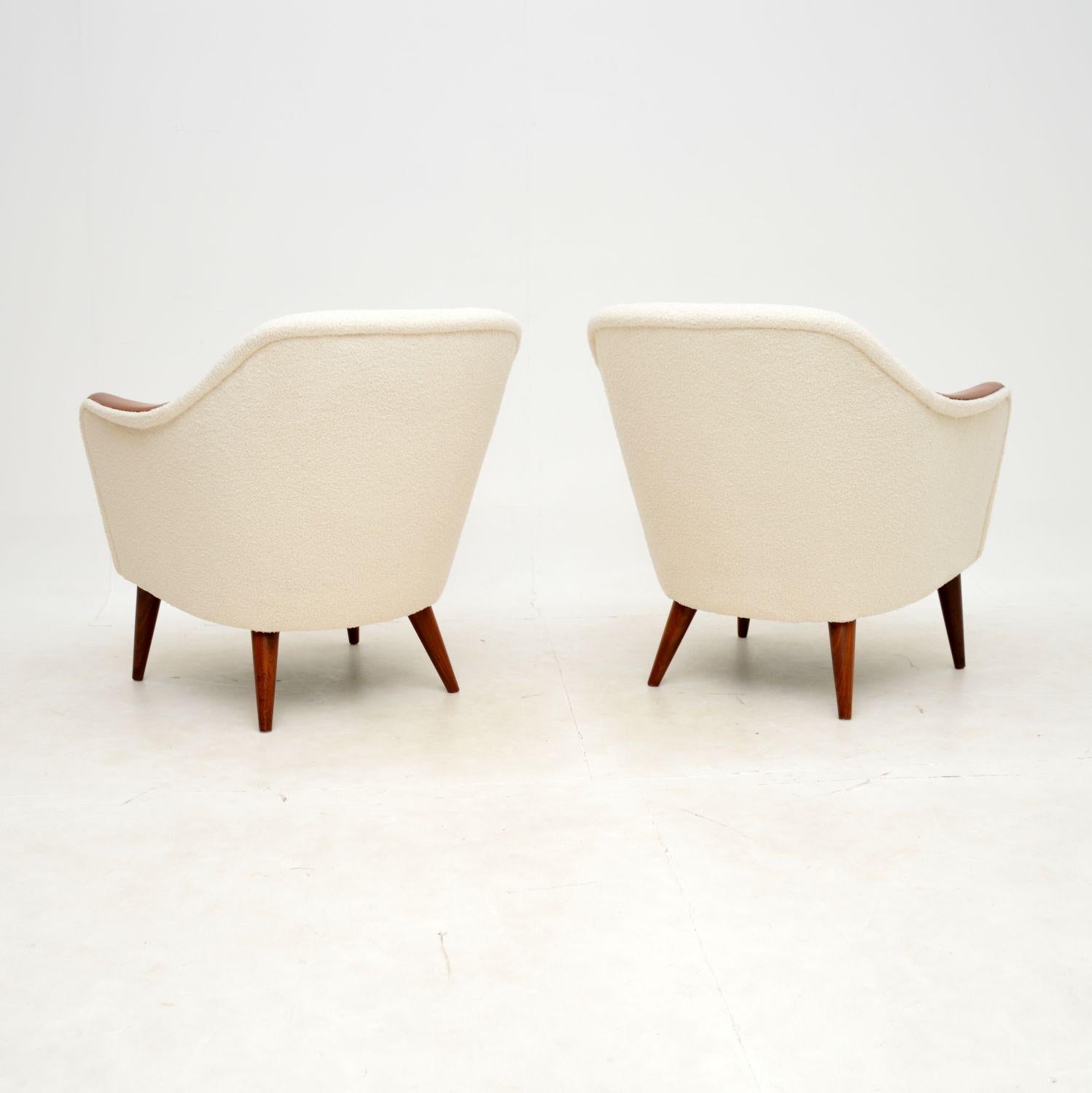 Mid-20th Century 1960s Pair of Swedish Teak Armchairs For Sale