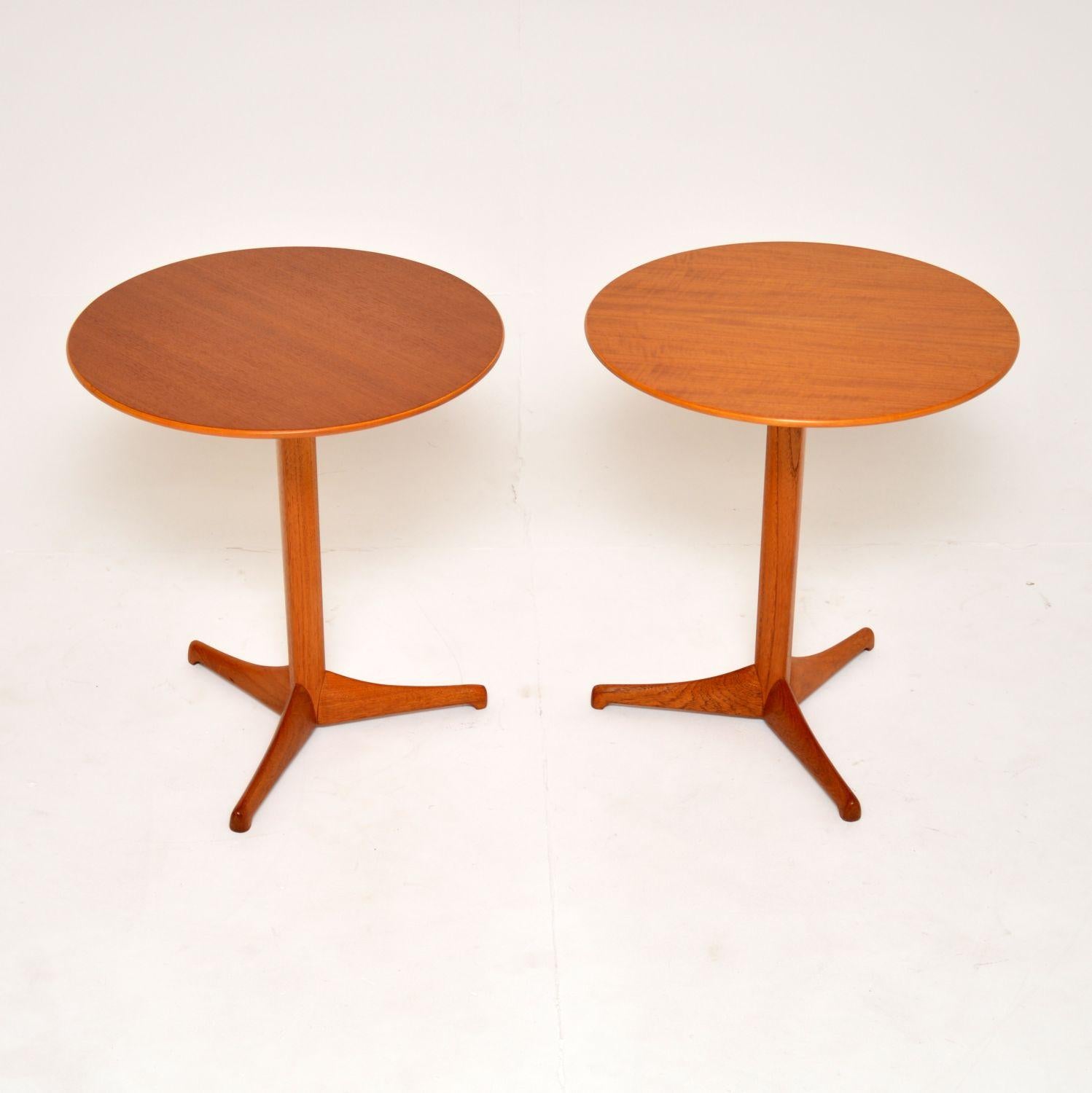 A stylish and very rare pair of vintage teak side tables, this model is called ‘Applet’ or Apple’. They were designed by Kerstin Horlin-Holmquist, they were made in Sweden in the 1960’s.

The quality is outstanding, they are beautifully made from