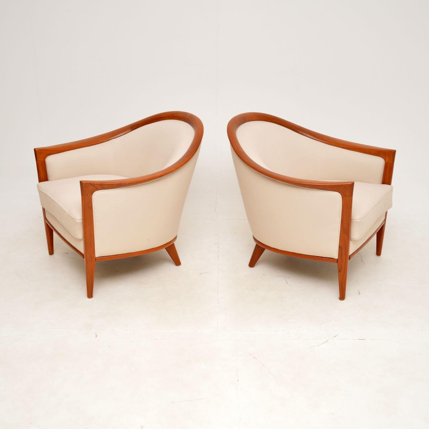 Mid-Century Modern 1960s Pair of Swedish Teak Vintage Armchairs by Bertil Fridhagen For Sale