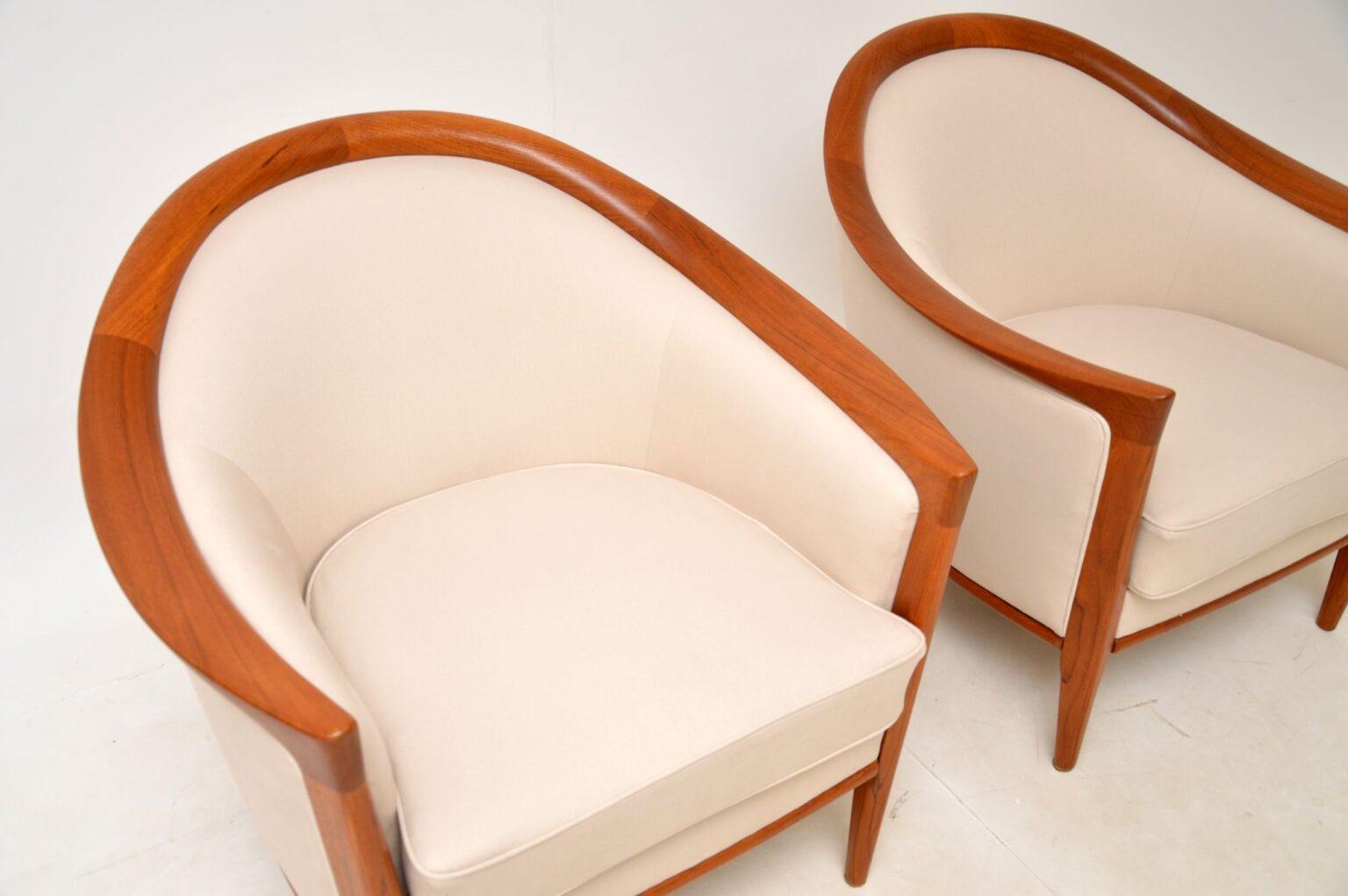 Mid-20th Century 1960s Pair of Swedish Teak Vintage Armchairs by Bertil Fridhagen For Sale