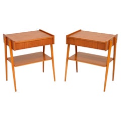 Paire de tables de chevet suédoises en teck vintage des années 1960 par AB Carlstrom